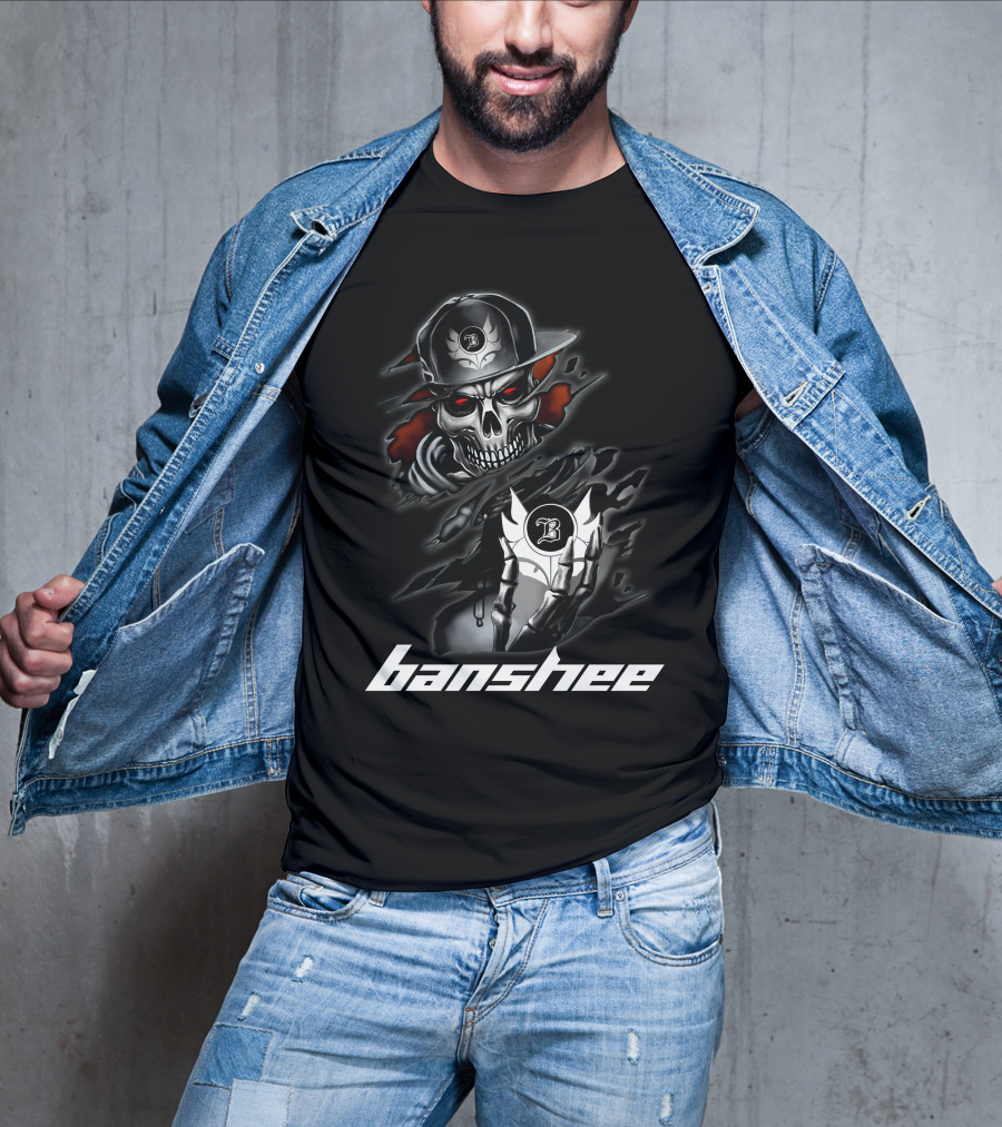 Banshee Skull With Hat And Letter B Motif T-Shirt