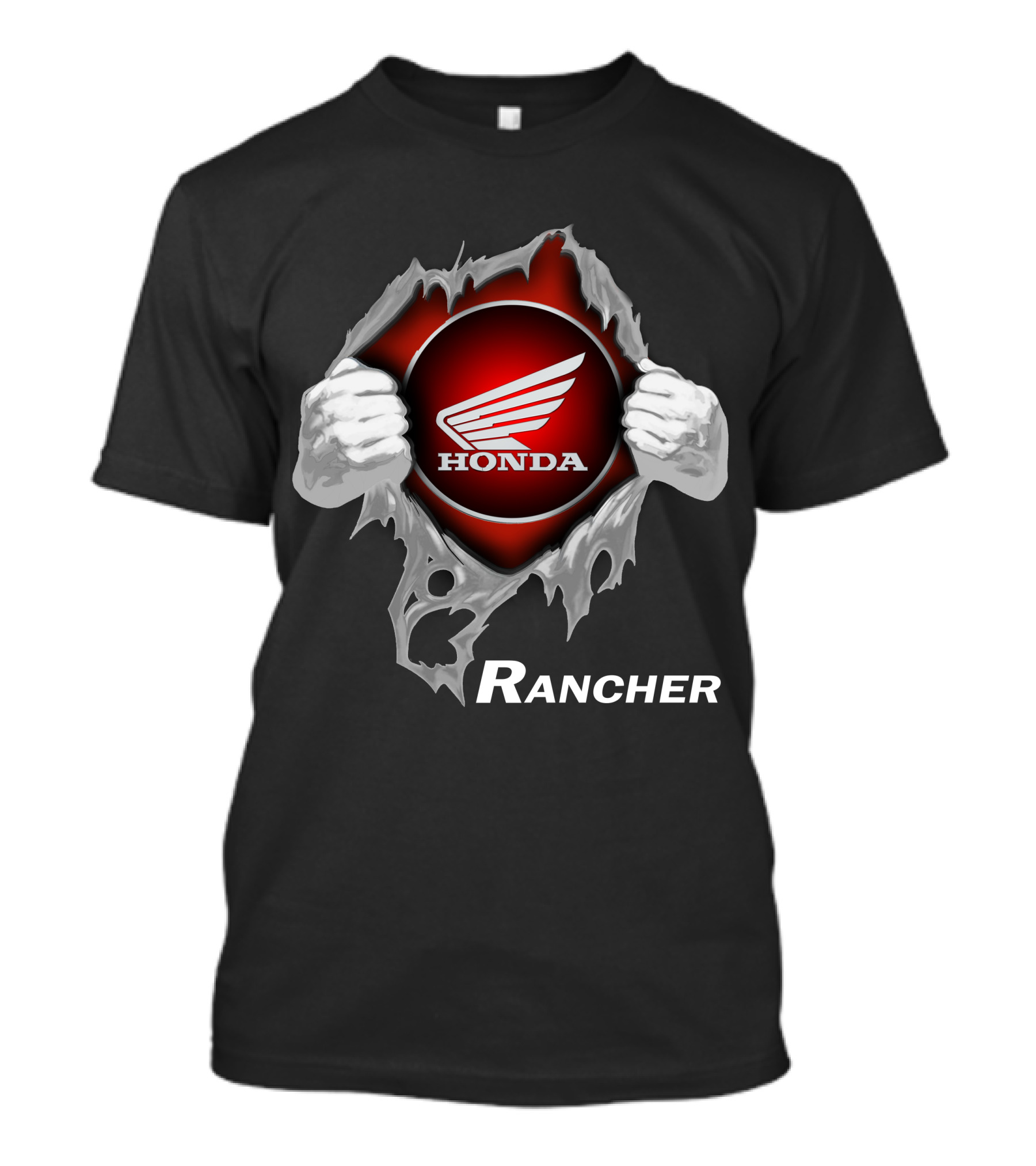 Honda Rancher Motorcycle Logo With Ripping Effect T-Shirt