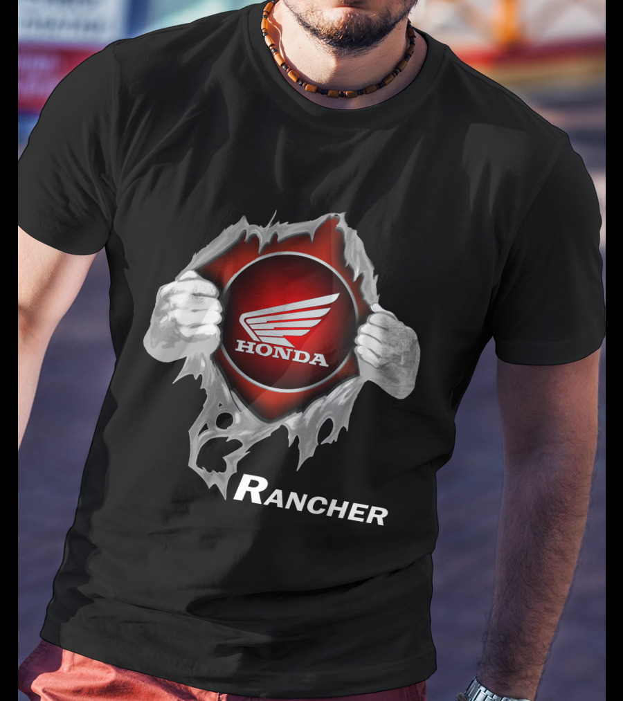 Honda Rancher Motorcycle Logo With Ripping Effect T-Shirt