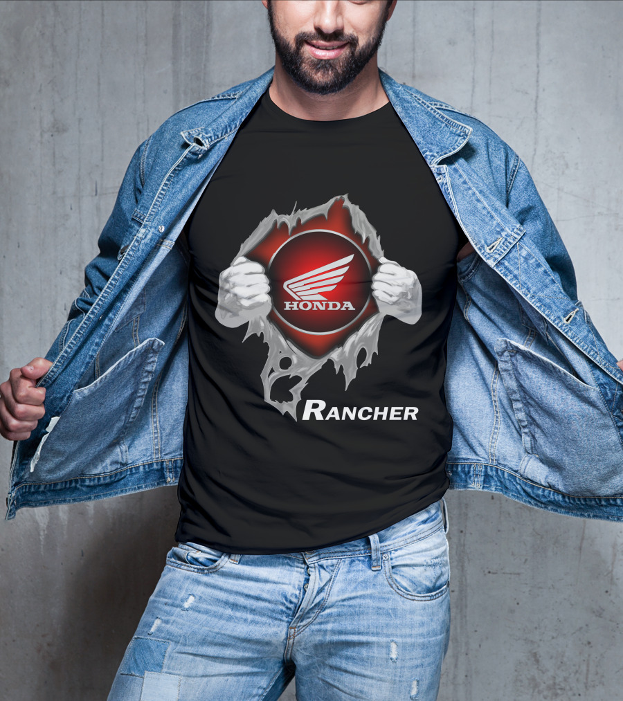 Honda Rancher Motorcycle Logo With Ripping Effect T-Shirt