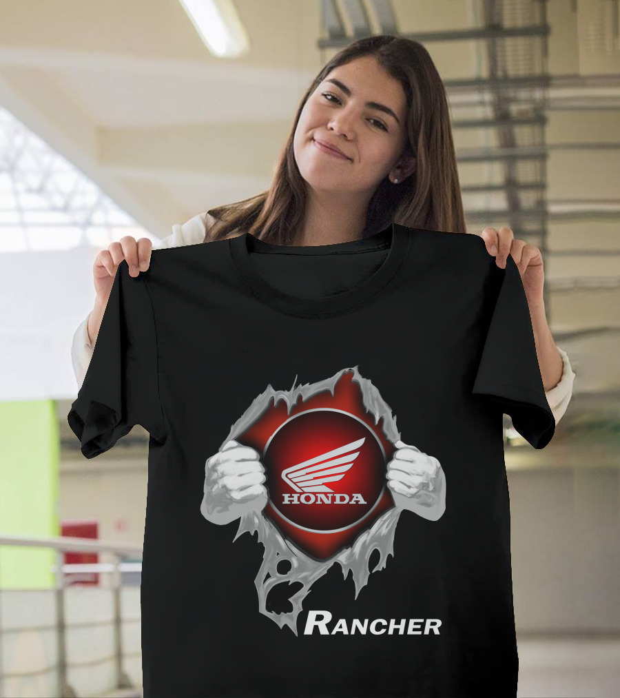 Honda Rancher Motorcycle Logo With Ripping Effect T-Shirt