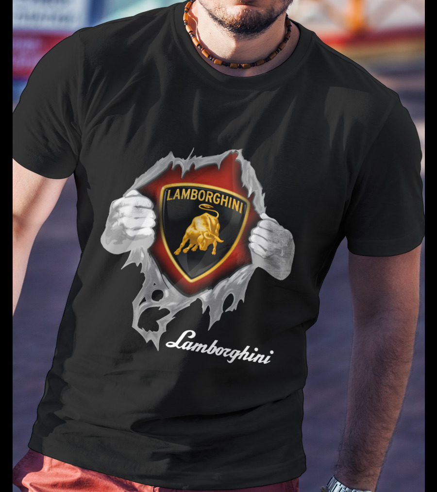 Lamborghini Bull Logo With Torn Effect And Hands T-Shirt