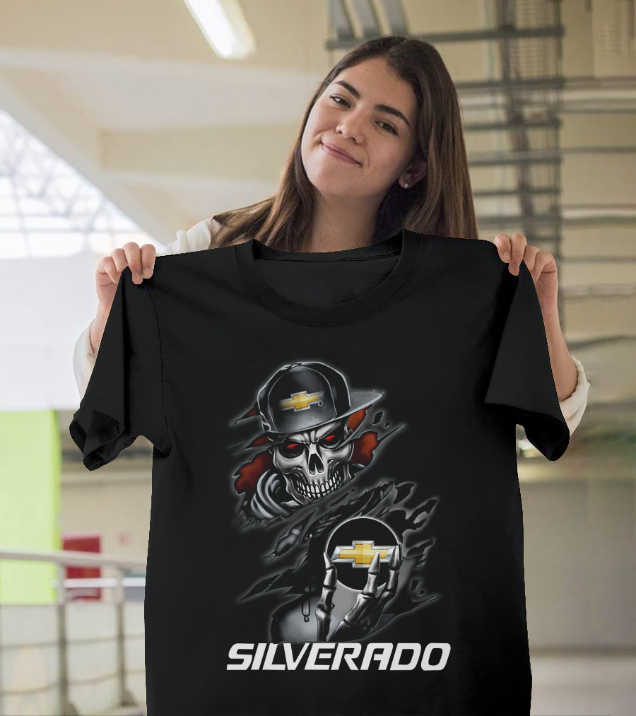 Silverado Skull With Chevrolet Logo Hat T-Shirt