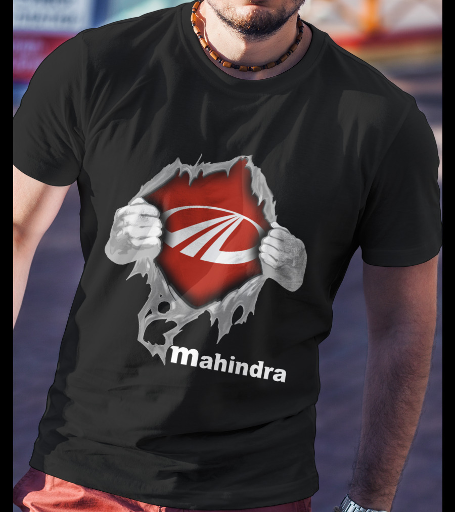 Mahindra Logo With Torn T-Shirt