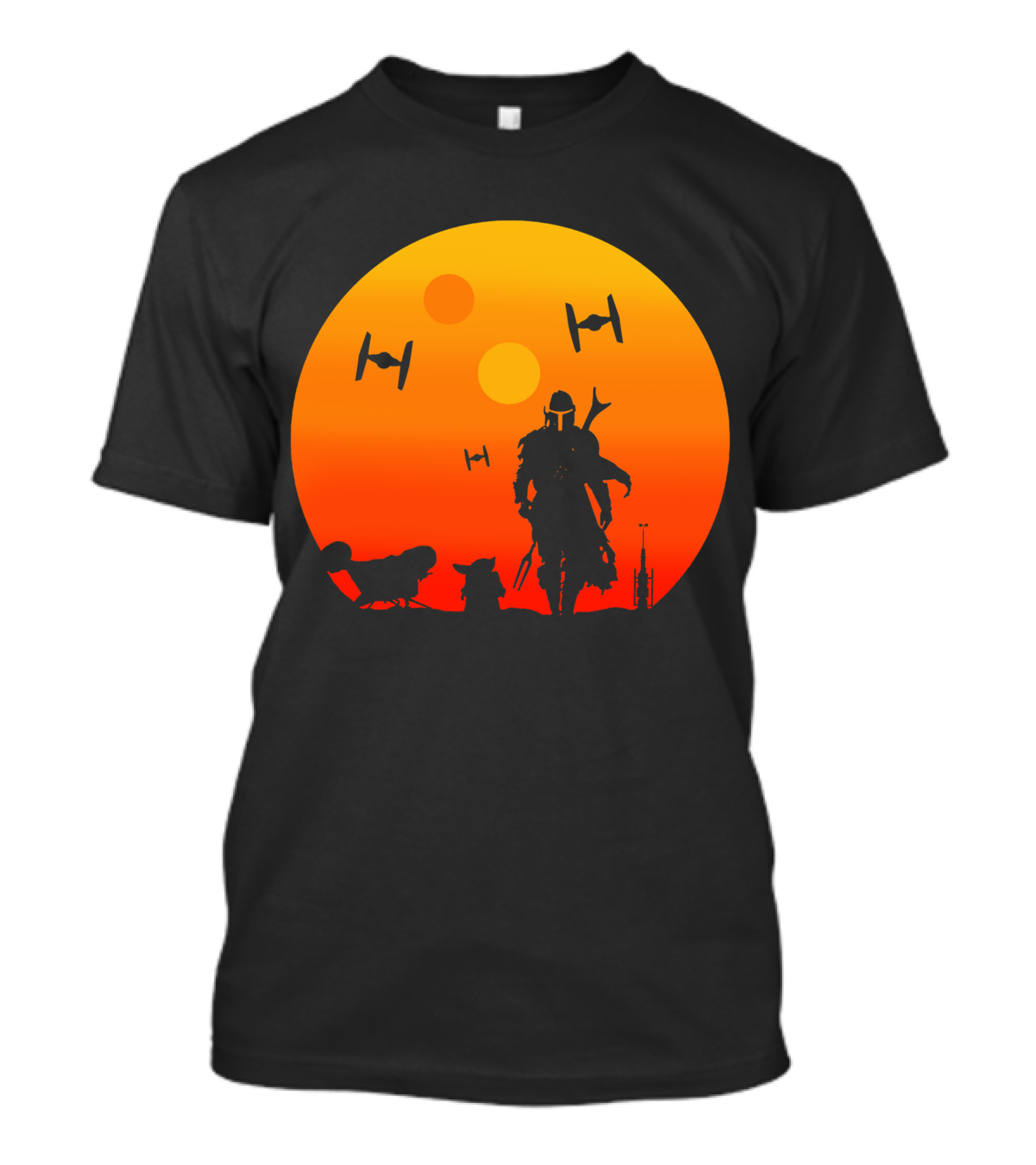 Only Today Mandalorian Sunset Silhouette Star Wars Tie Fighters T-Shirt
