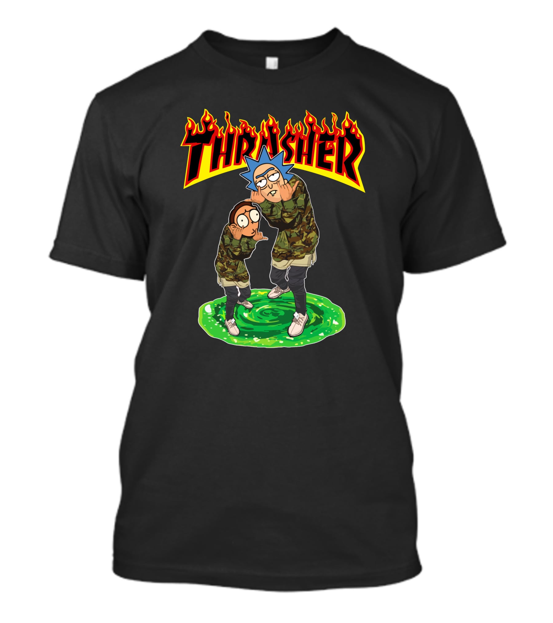Thrasher 40 Rick And Morty Camo Portal T-Shirt