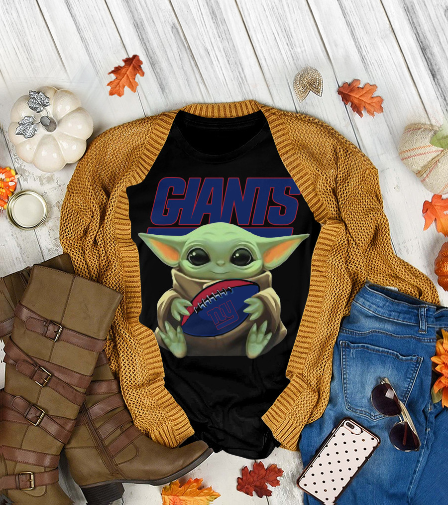 Giants Baby Yoda Football T-Shirt