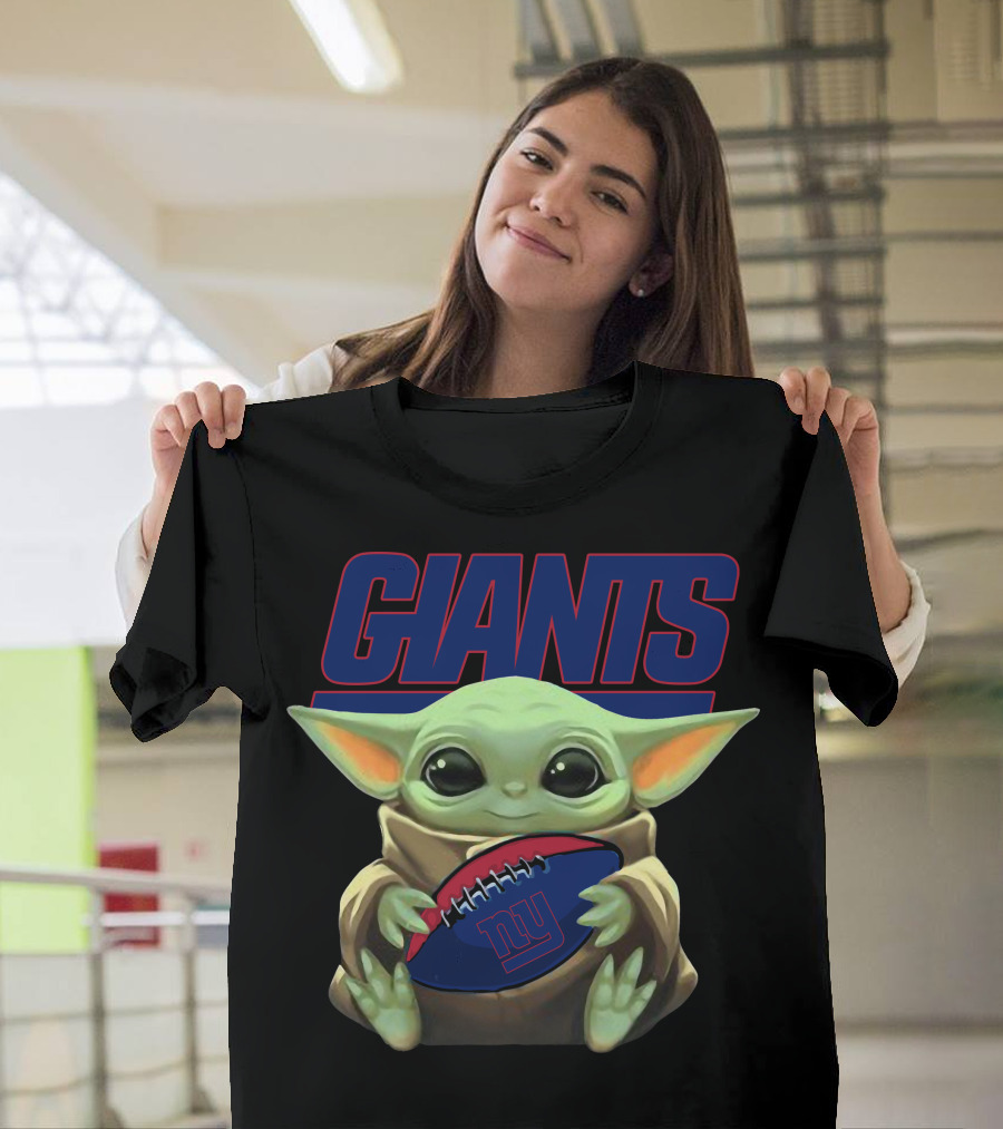 Giants Baby Yoda Football T-Shirt