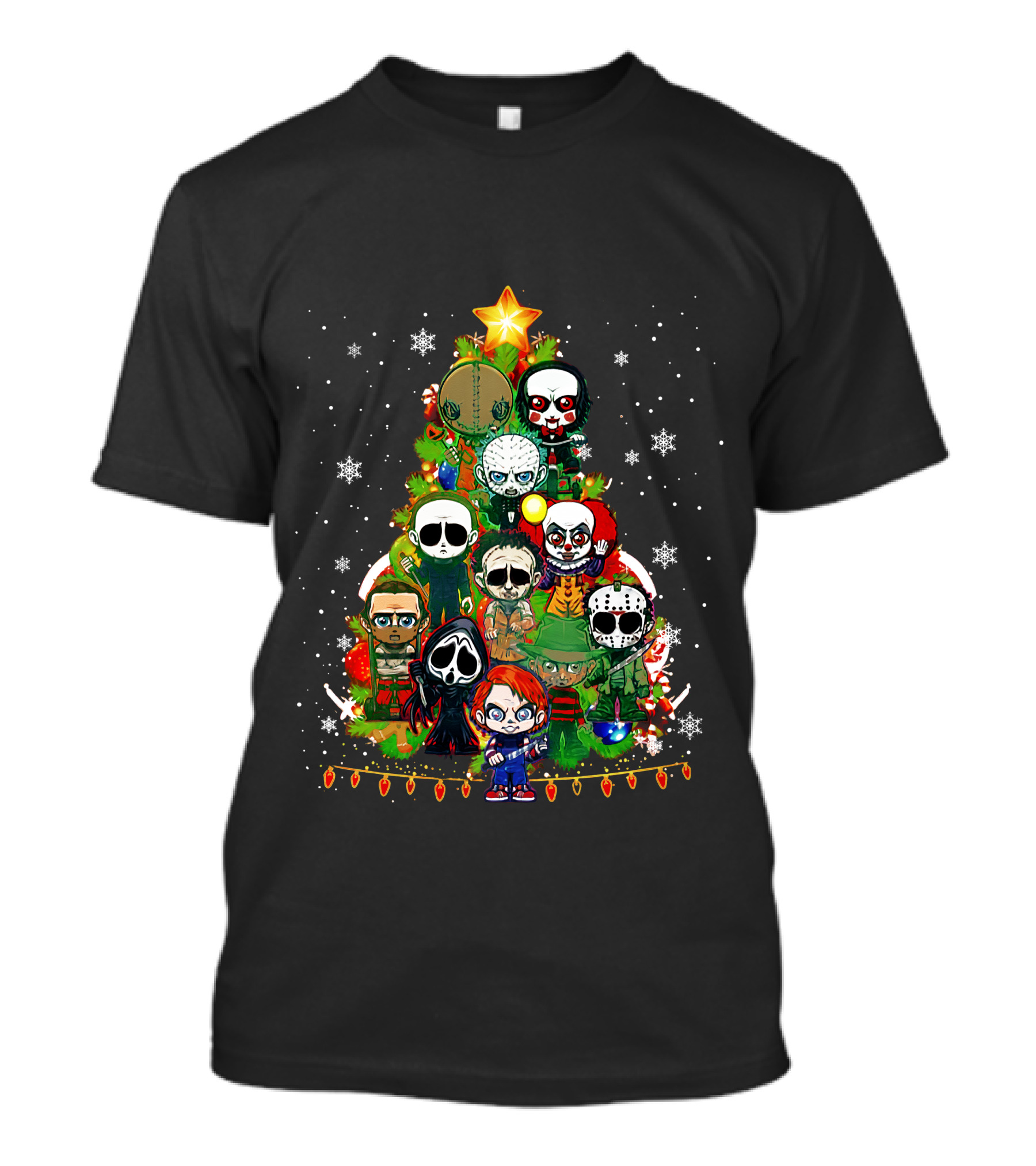 Horror Christmas Tree Featuring Iconic Characters ZN838 T-Shirt