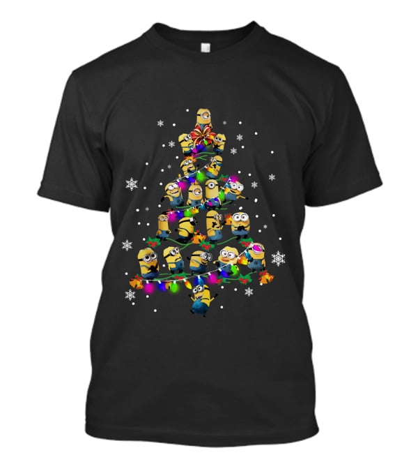 Minion Christmas Tree With Colorful Lights And Snowflakes Zn958 T-Shirt