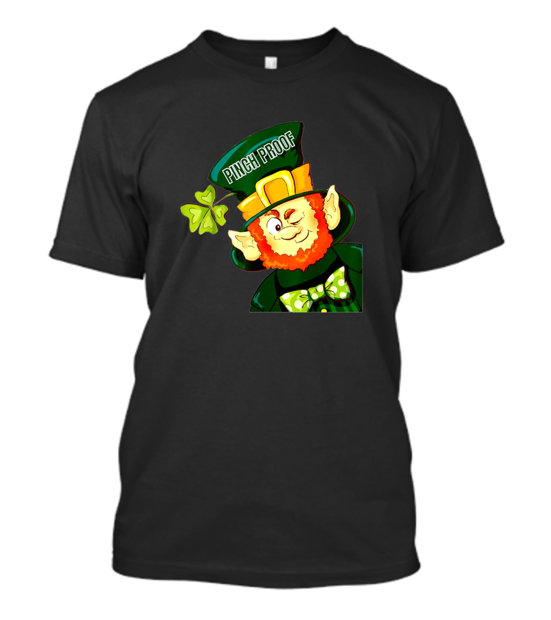 St Patrick's Day Pinch Proof Shamrock Leprechaun With Hat And Bow Tie T-Shirt