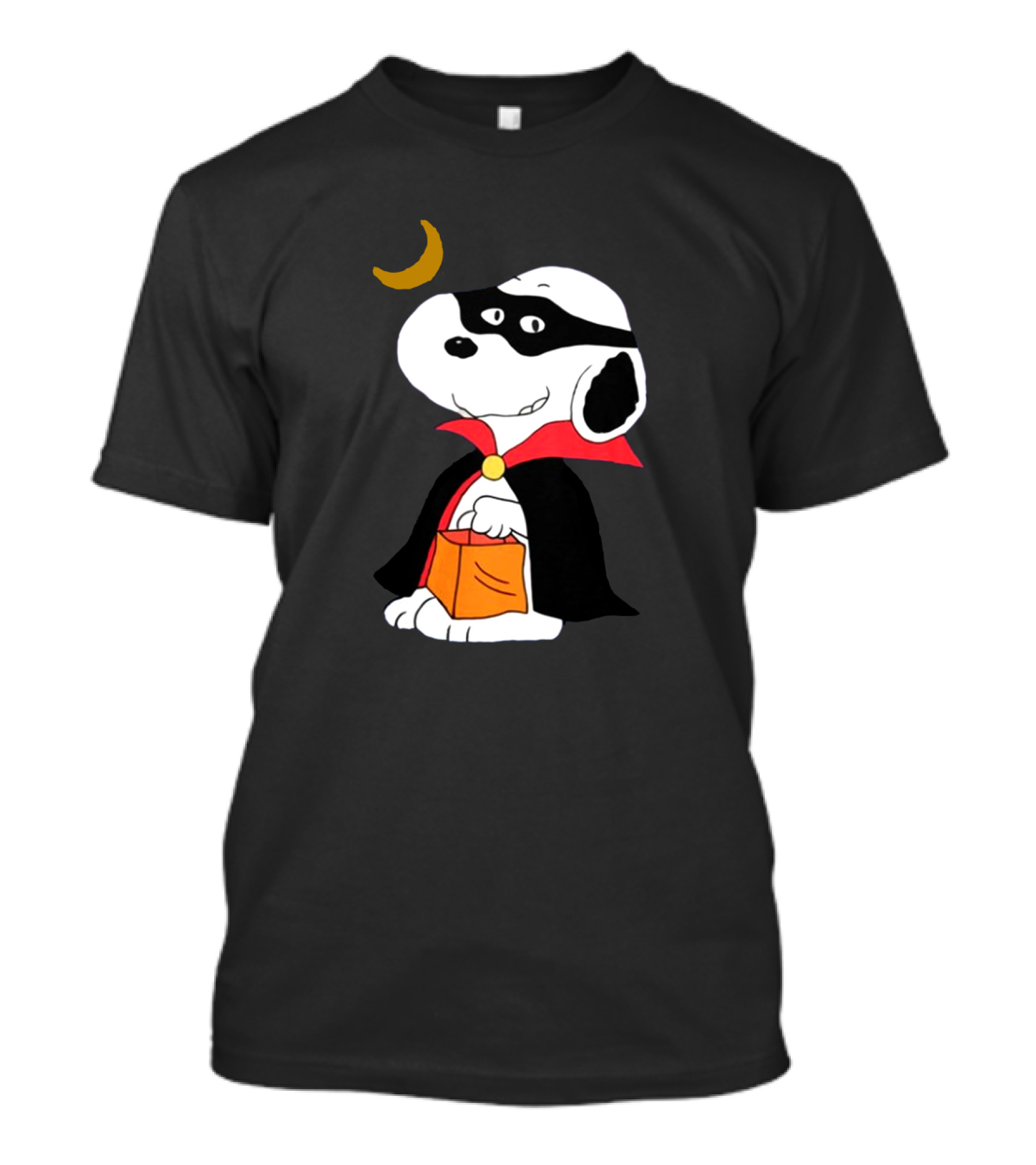 Snoopy Dressed As A Vampire Trick-or-Treating Under A Crescent Moon T-Shirt