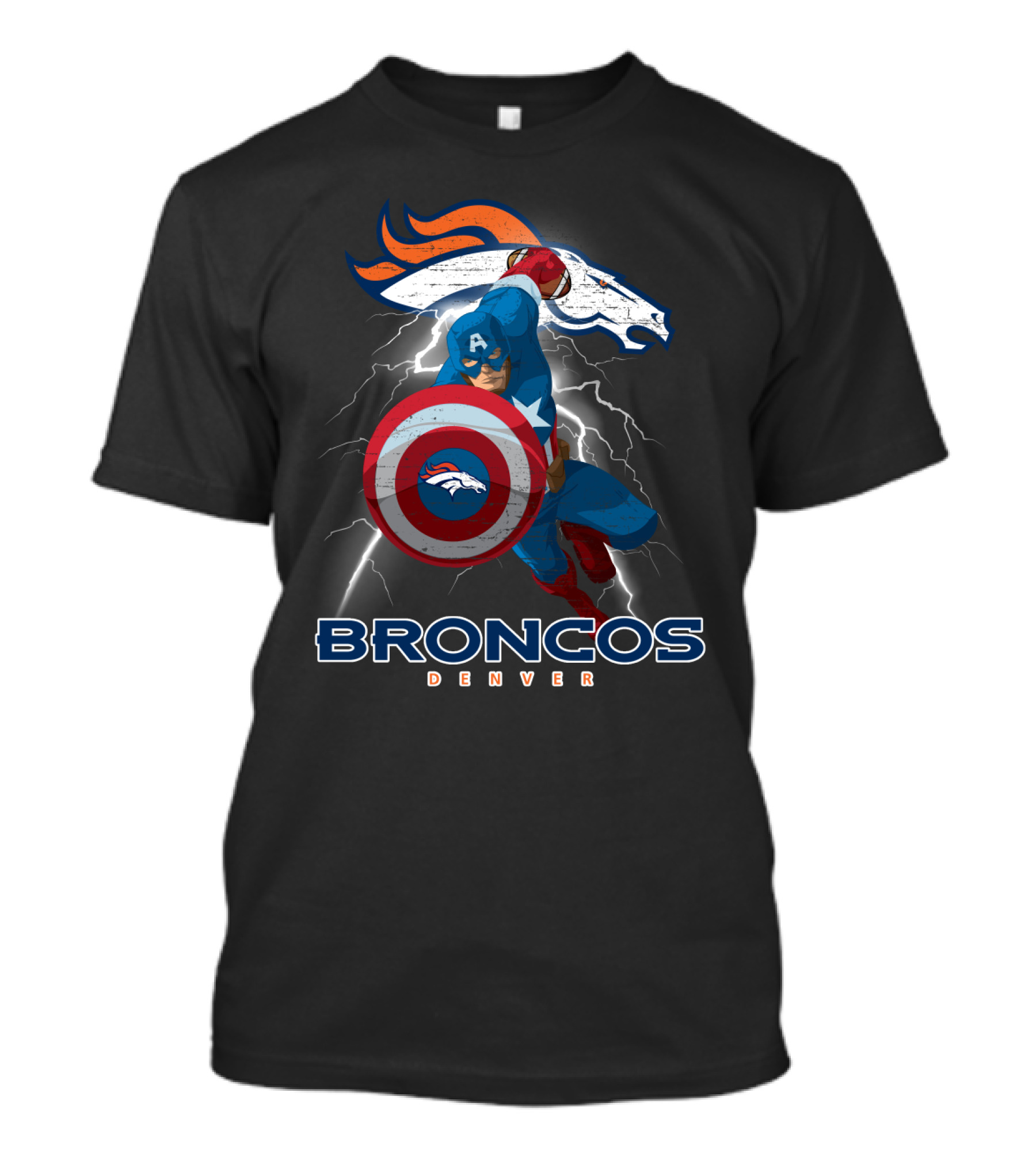 Broncos Denver Captain America Shield Nfl Crossover T-Shirt