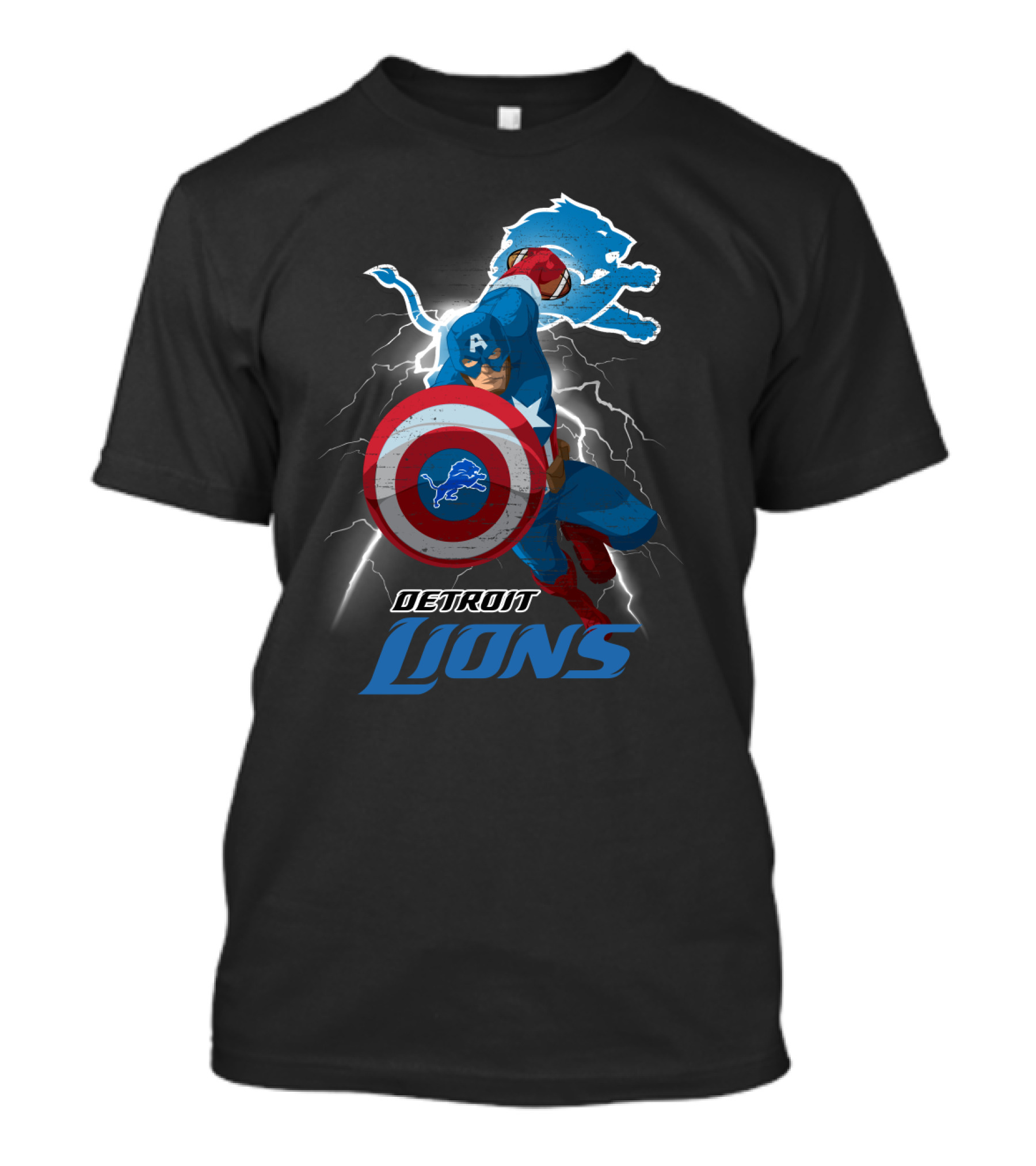 Captain America Detroit Lions Nfl Marvel Crossover T-Shirt