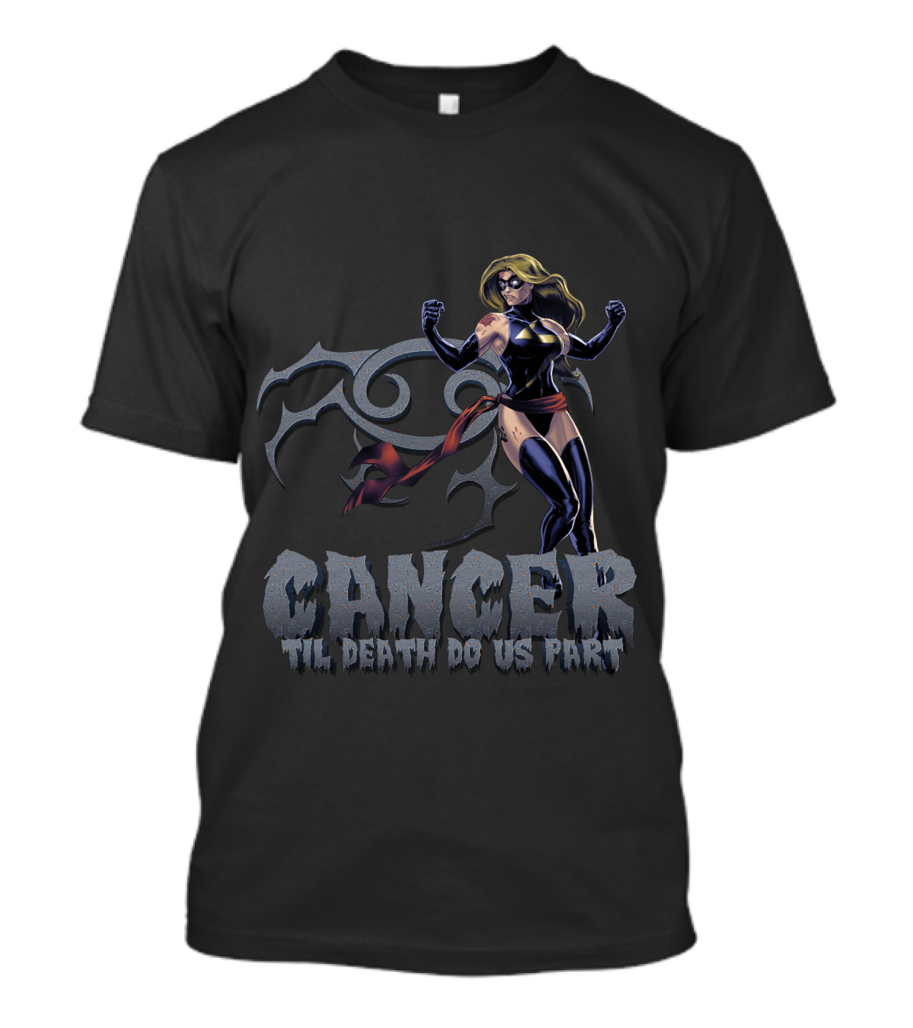 Cancer Til Death Do Us Part Captain Marvel Inspired Marvel Fans T-Shirt