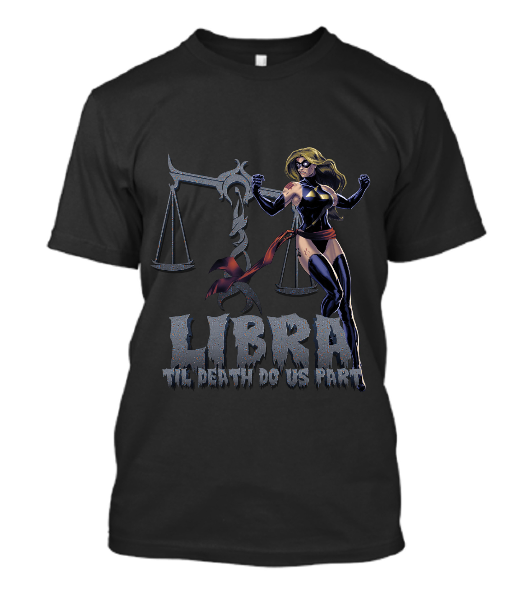 Libra Til Death Do Us Part Captain Marvel Scales Marvel Fans T-Shirt
