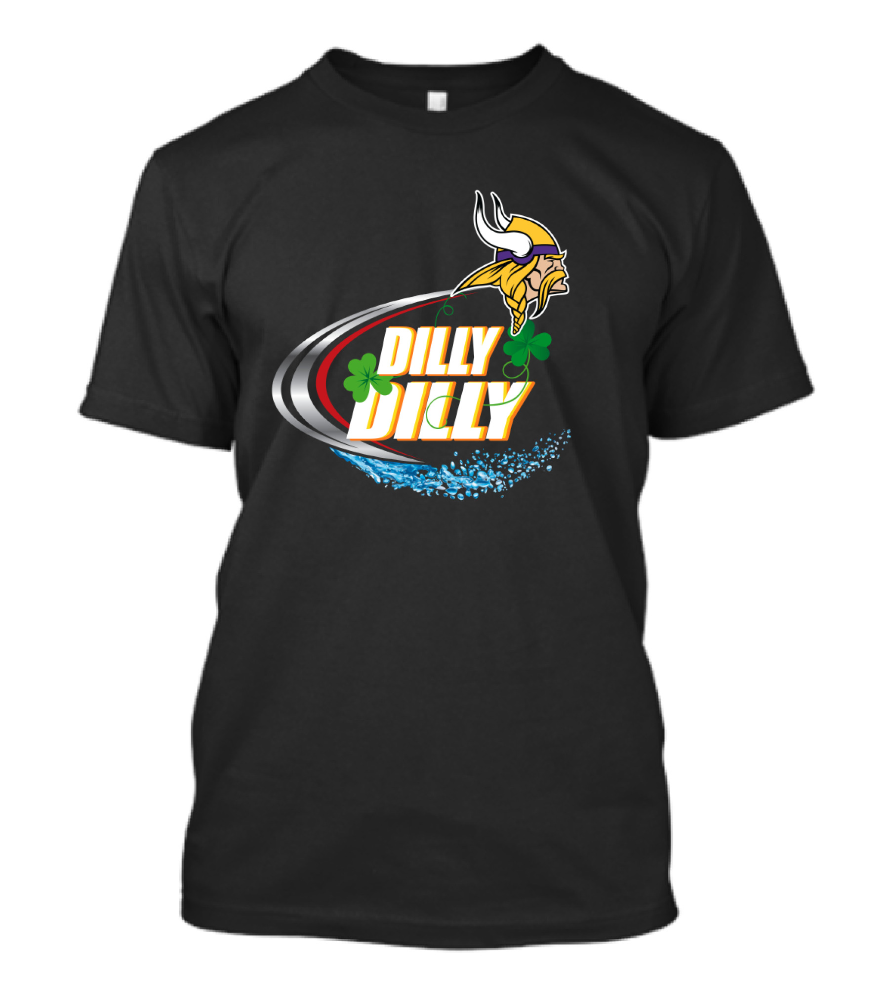 Dilly Dilly Minnesota Vikings Logo With Shamrocks And Water Splash T-Shirt