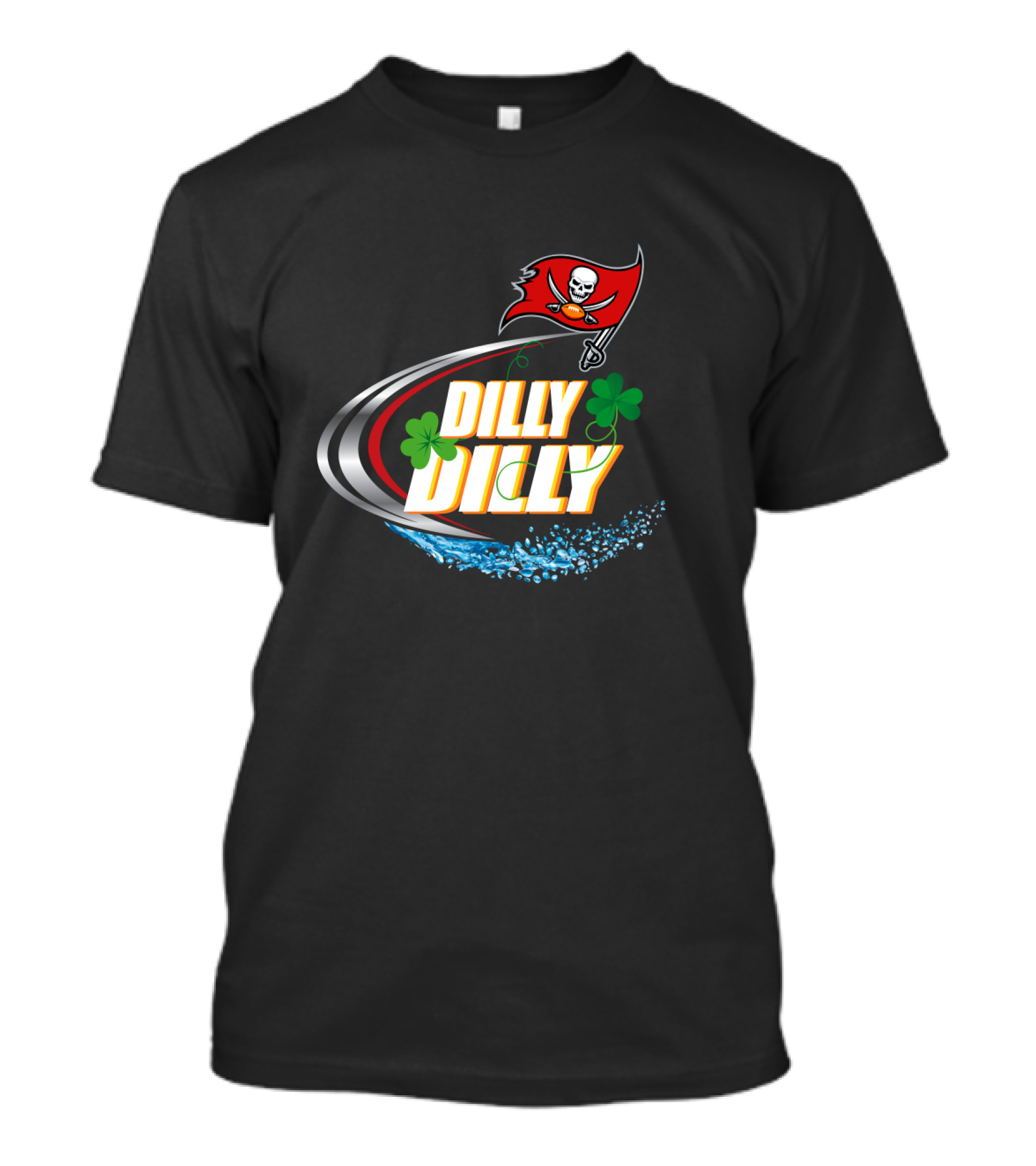 Dilly Dilly Tampa Bay Buccaneers Flag With Shamrocks And Water Splash T-Shirt