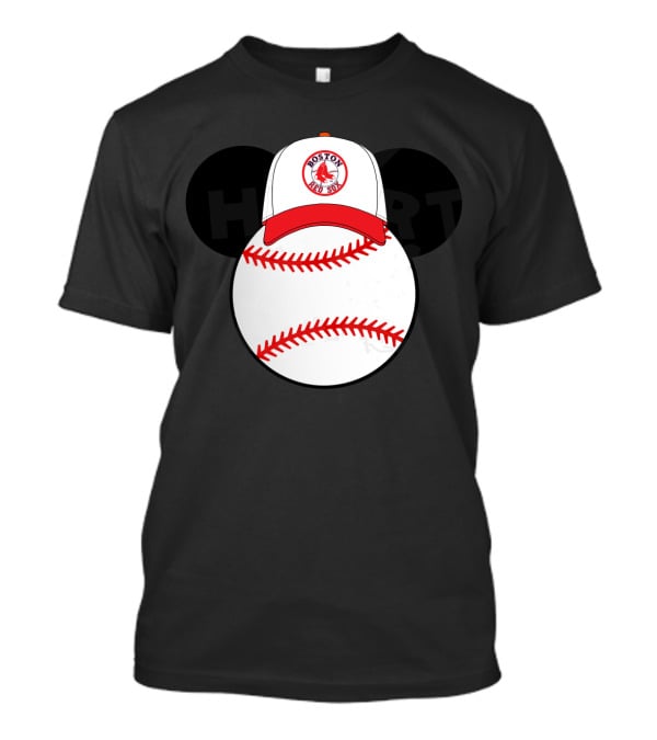 Boston Red Sox Mickey Mouse Ears Baseball Hat And Ball T-Shirt