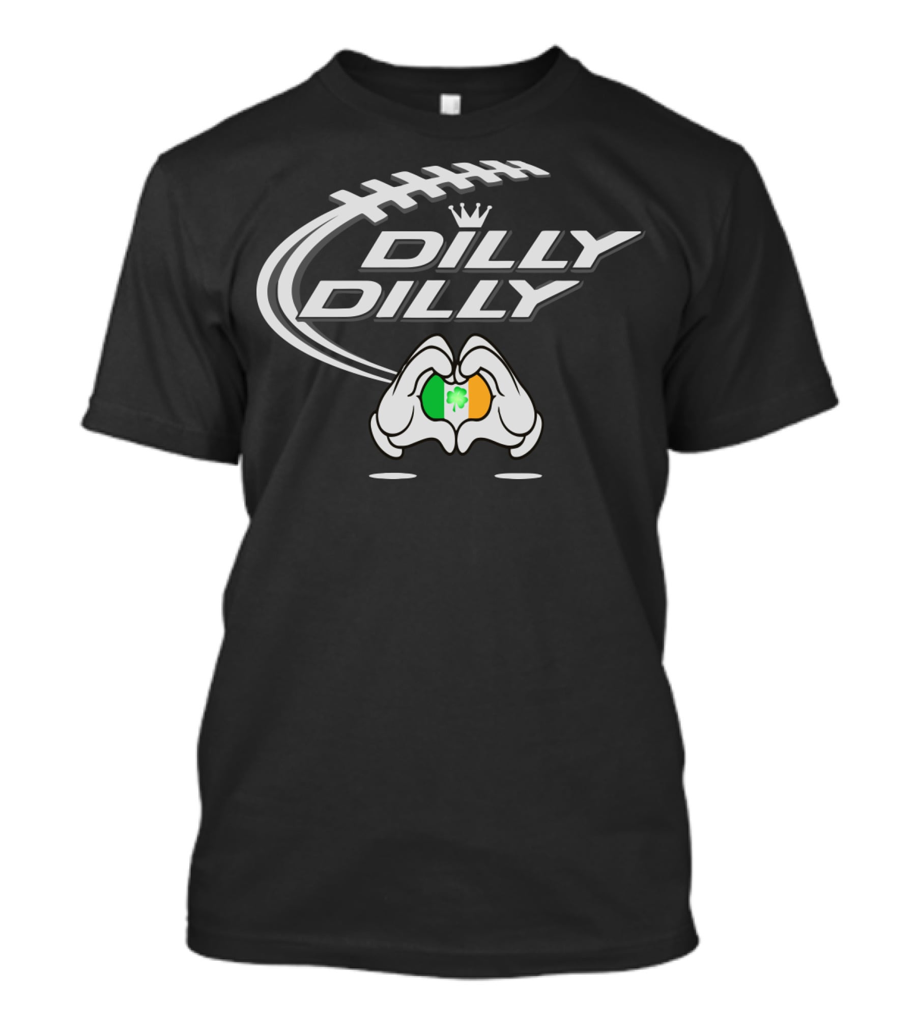 Dilly Dilly St Patrick's Day Irish Football Clover Hand Heart T-Shirt