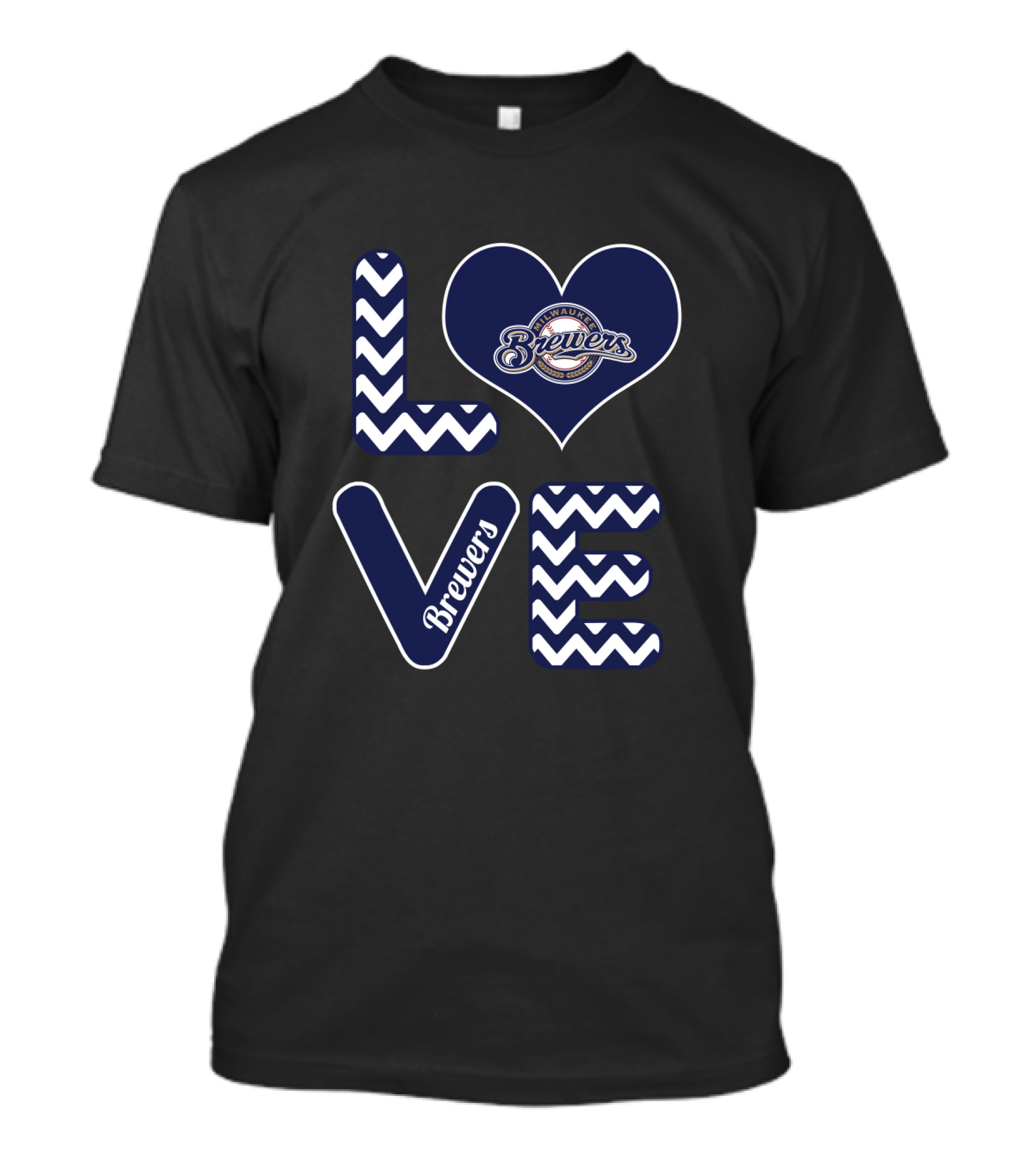 Love Brewers Heart Design With Milwaukee Brewers Logo T-Shirt