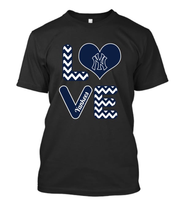 Love For New York Yankees Baseball Fans With Iconic Heart And Chevron T-Shirt