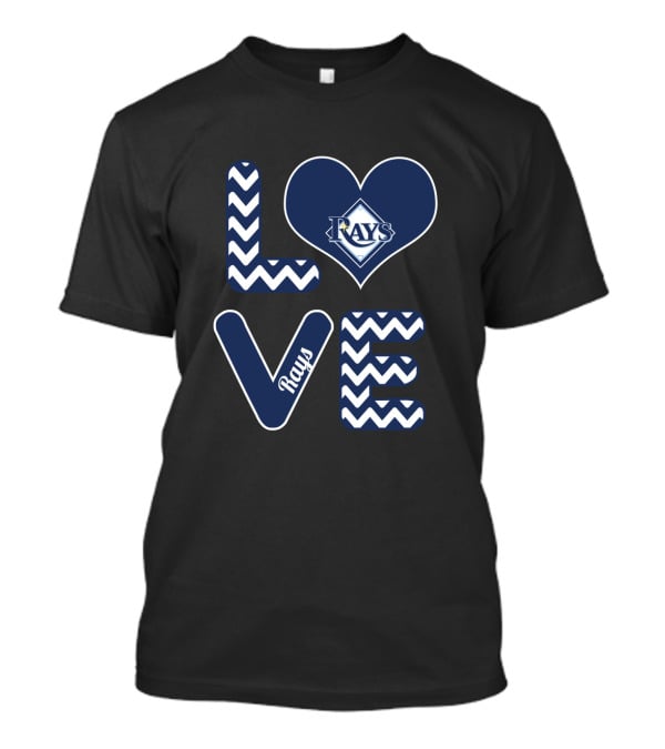 Love Tampa Rays Fans Heart Baseball Chevron T-Shirt