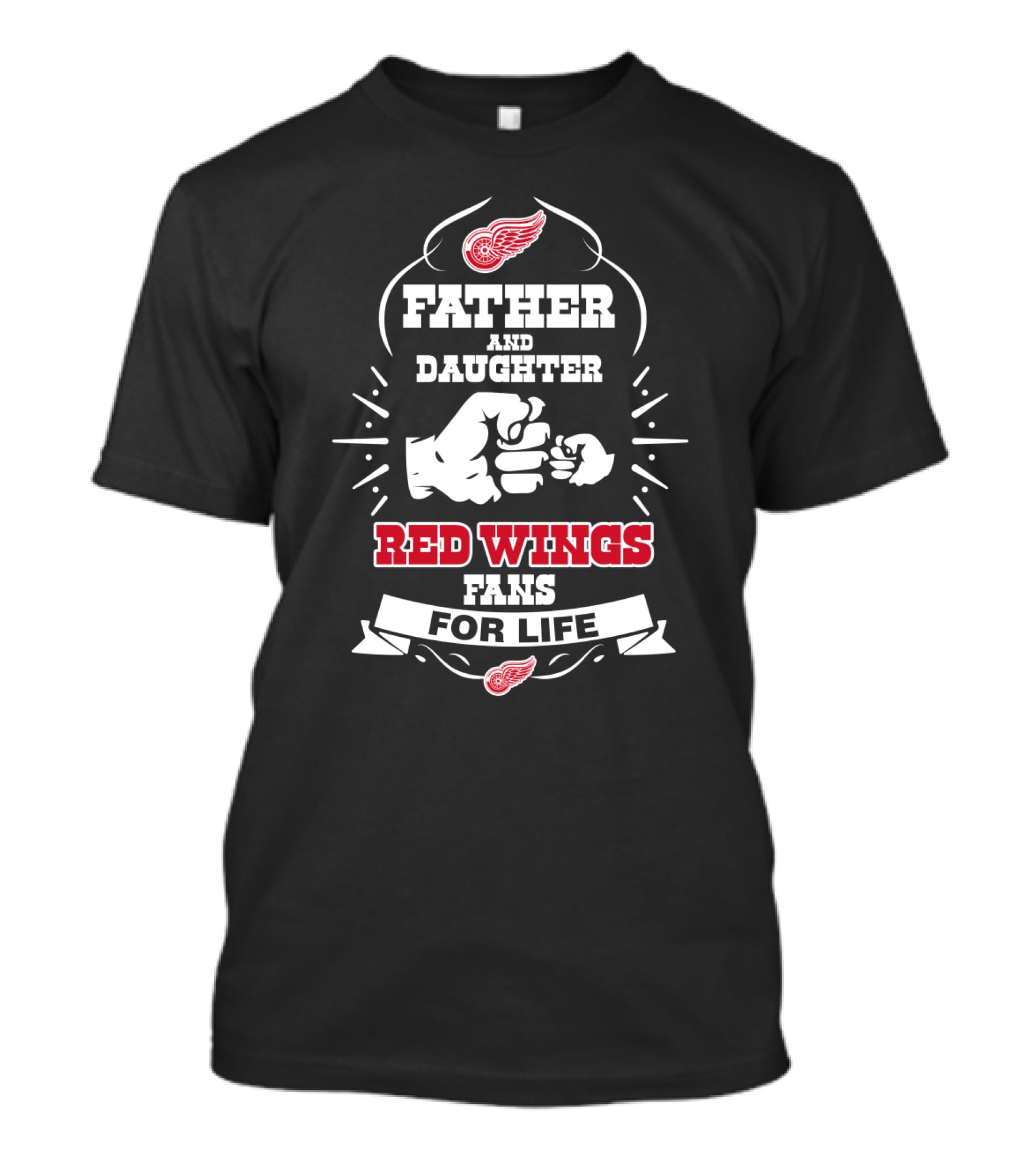 Father And Daughter Red Wings Fans For Life Detroit Iconic Hockey Team Enthusiasts T-Shirt