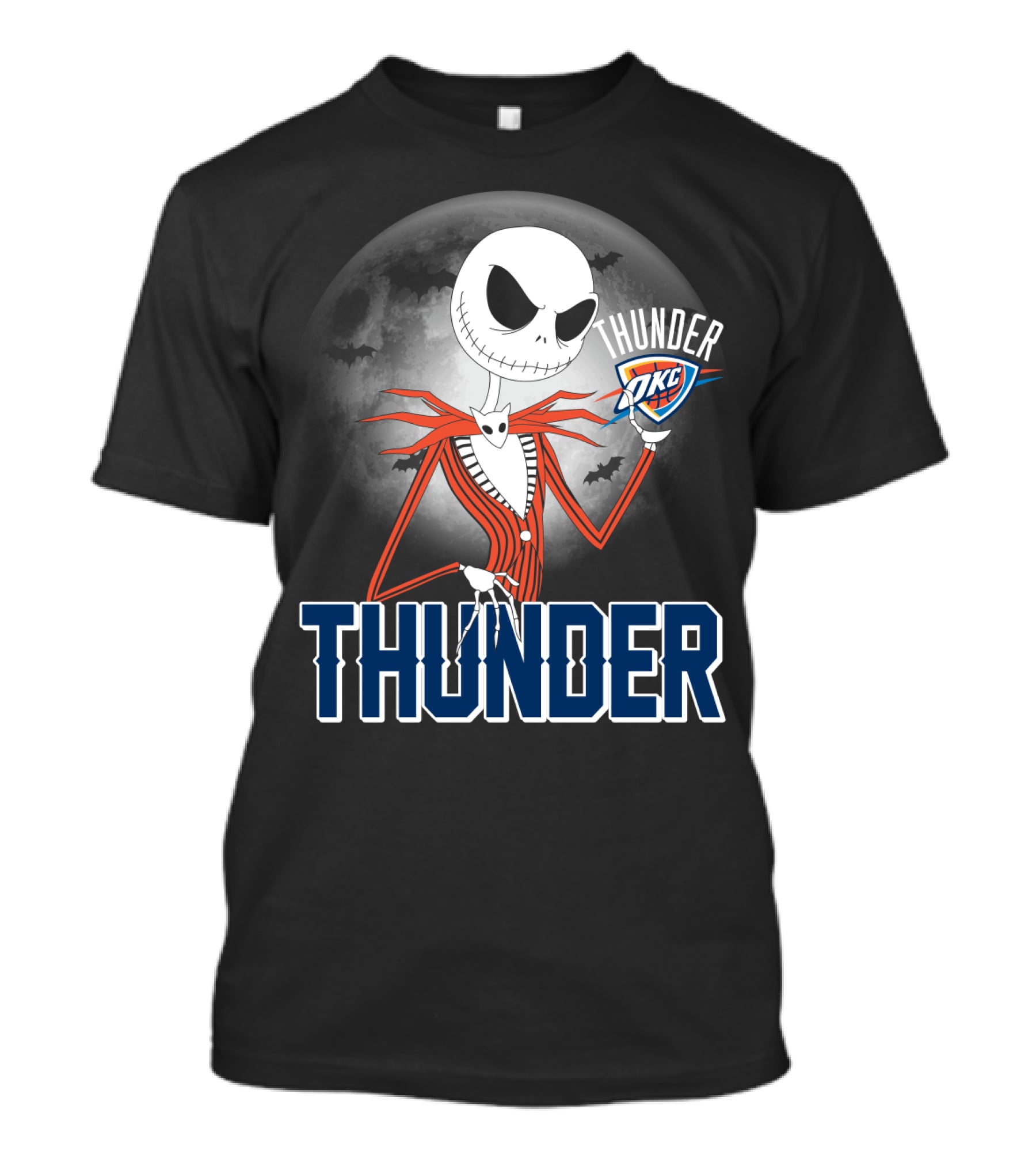 Jack Thunder Halloween Oklahoma City Okc Fan Moon Bats T-Shirt