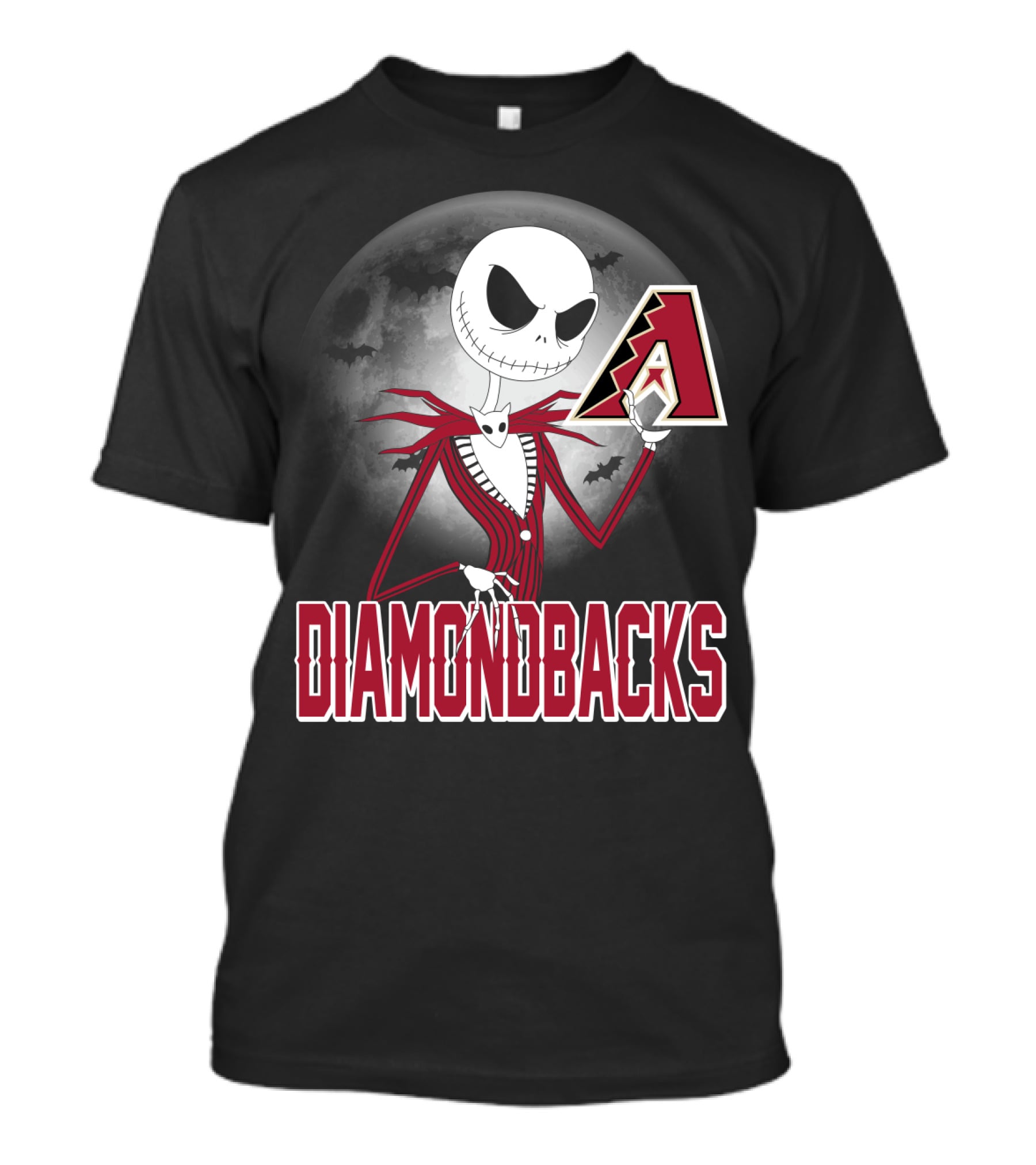 Jack Skellington Halloween Arizona Diamondbacks Moon And Bats T-Shirt