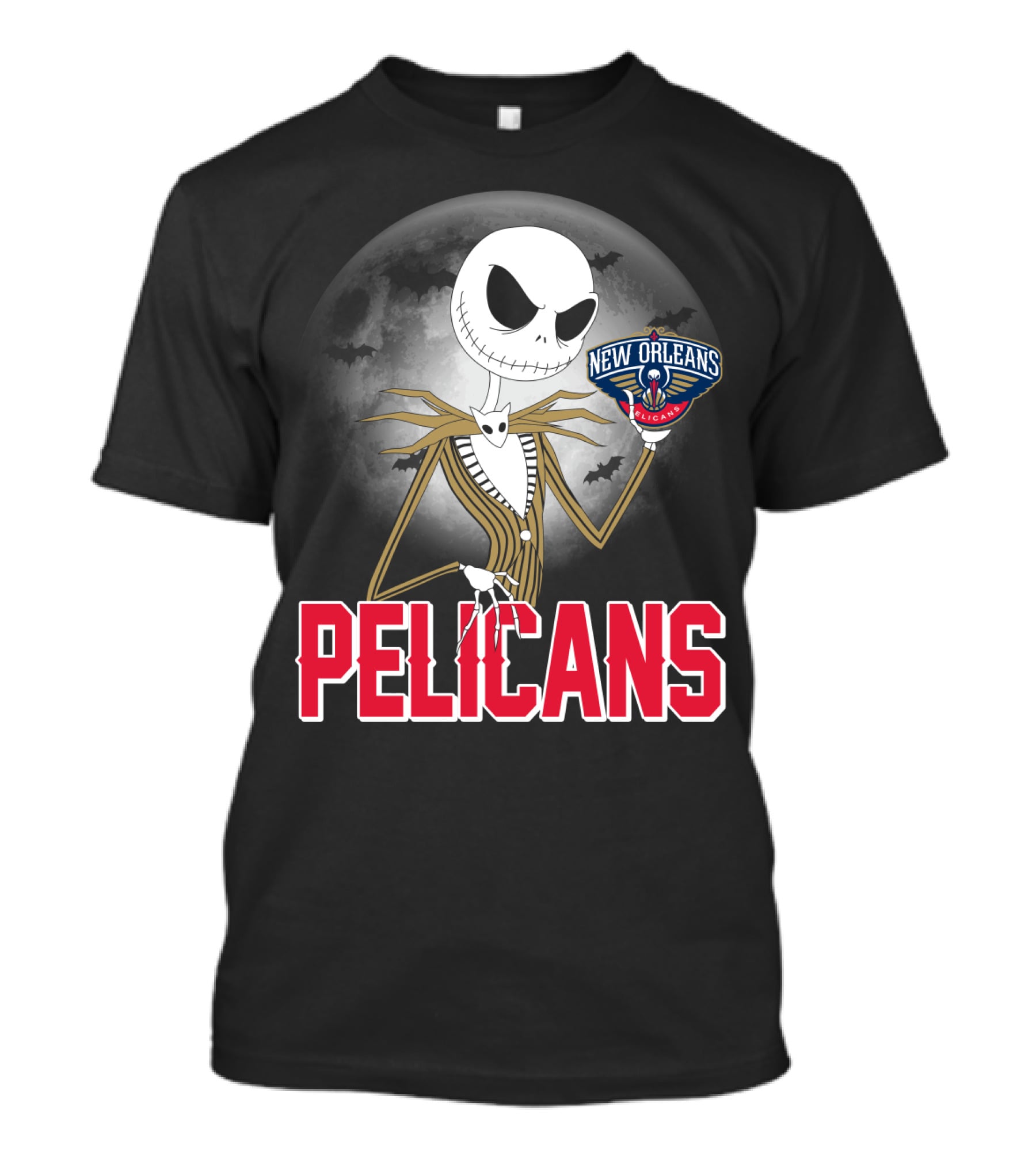 Jack Skellington Halloween New Orleans Pelicans Basketball T-Shirt