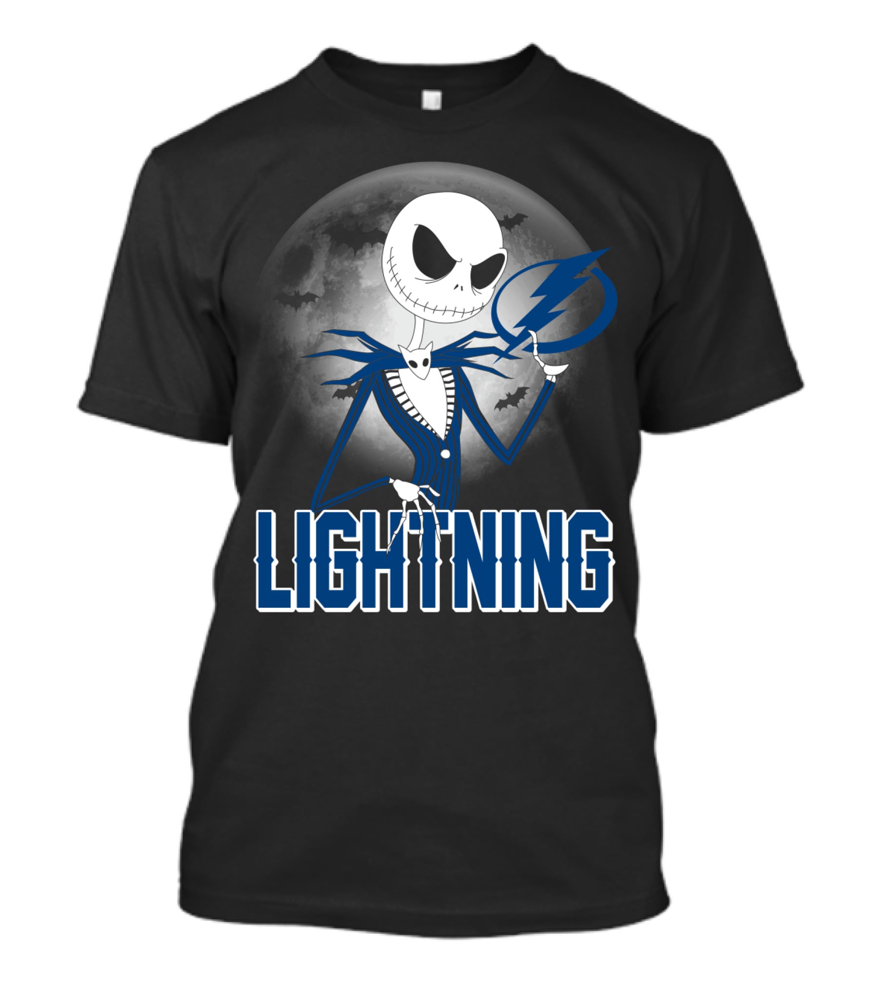 Jack Skellington Tampa Bay Lightning Halloween Moon Scene T-Shirt