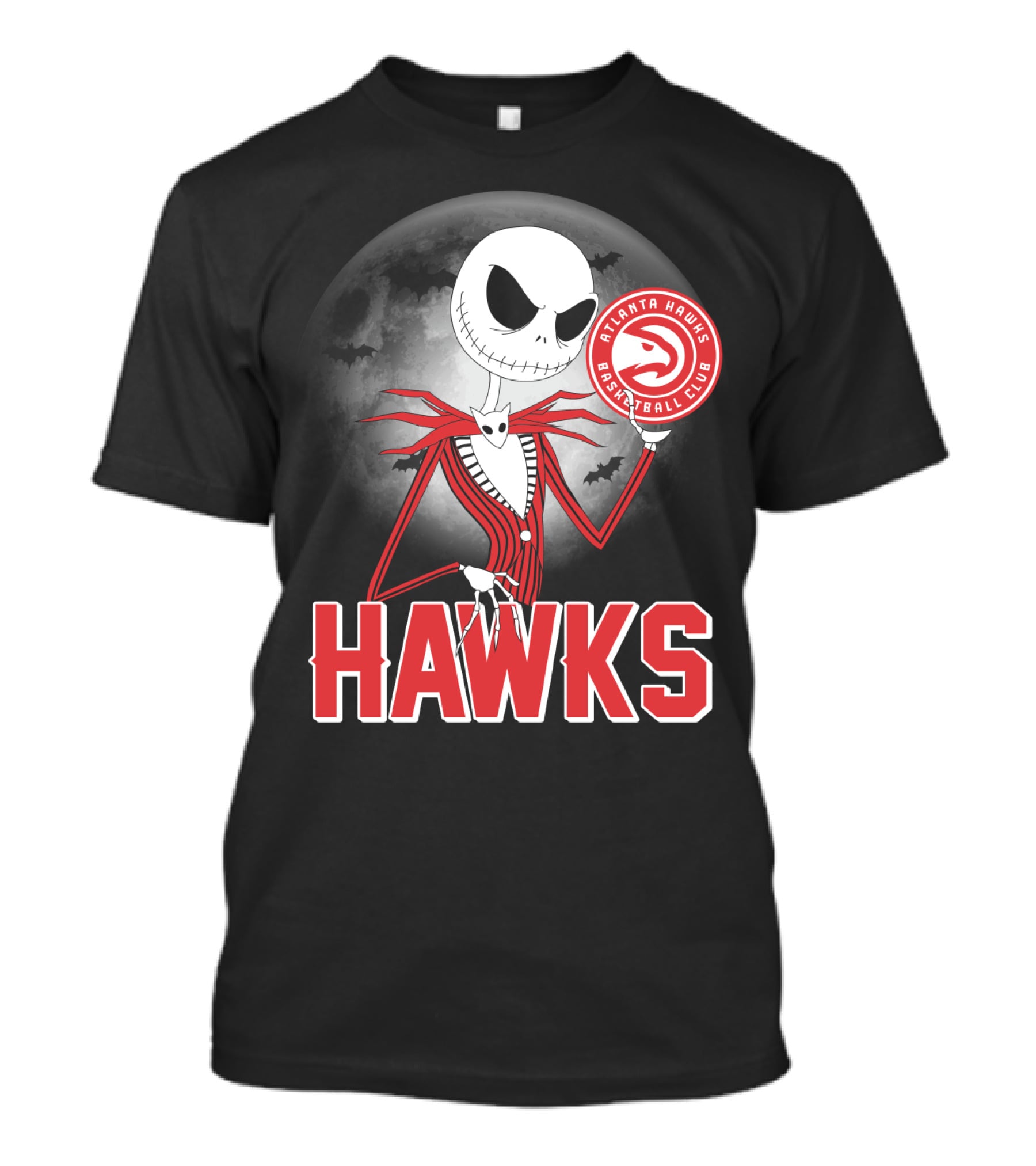 Atlanta Hawks Basketball Club Jack Skellington Halloween Hawks T-Shirt