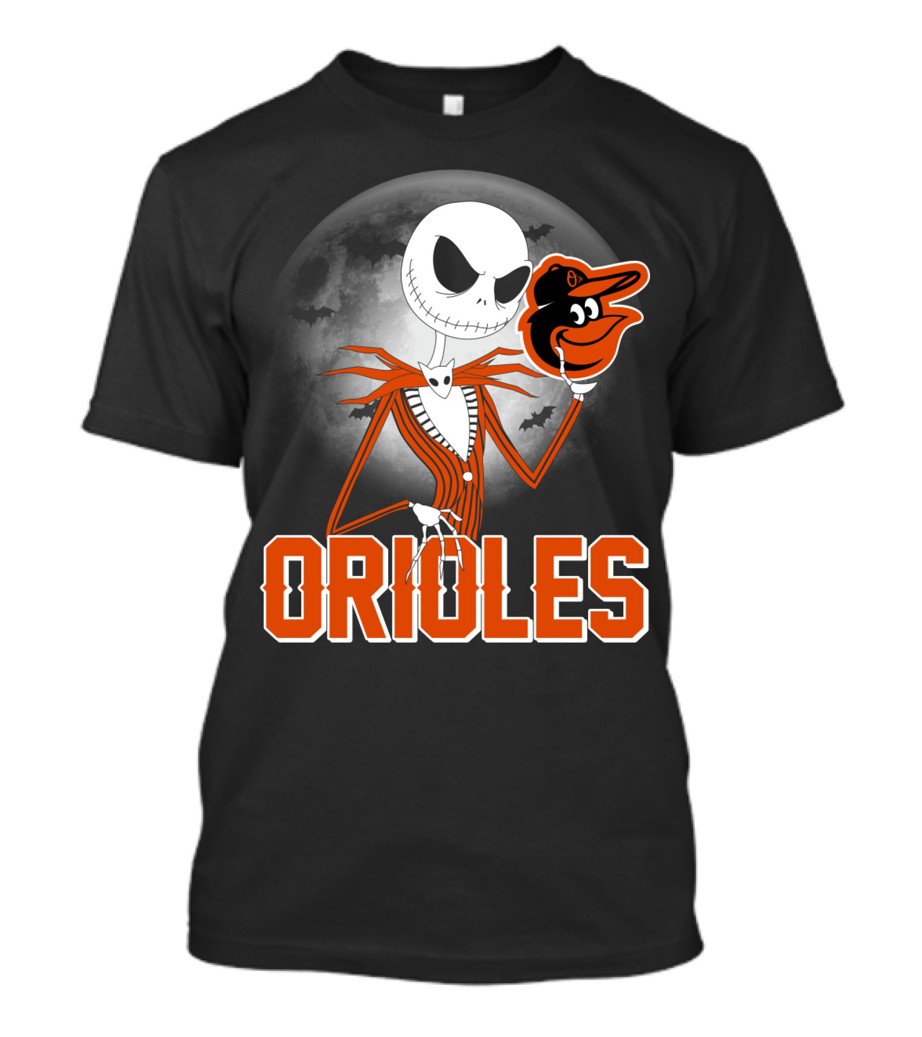 Jack Skellington Halloween Orioless Moon Bat T-Shirt