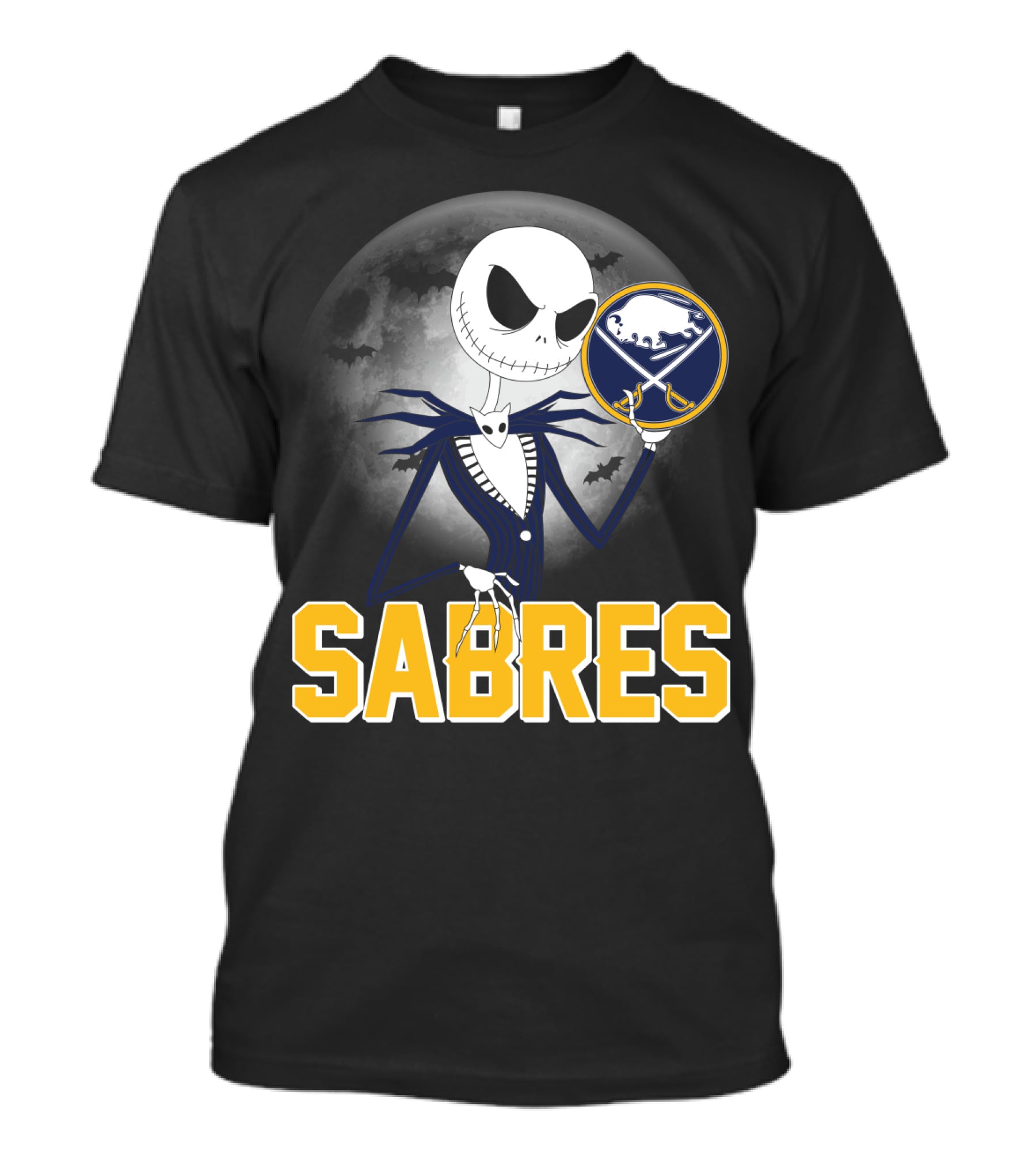 Sabres Jack Skellington Halloween Buffalo Moon Scene T-Shirt