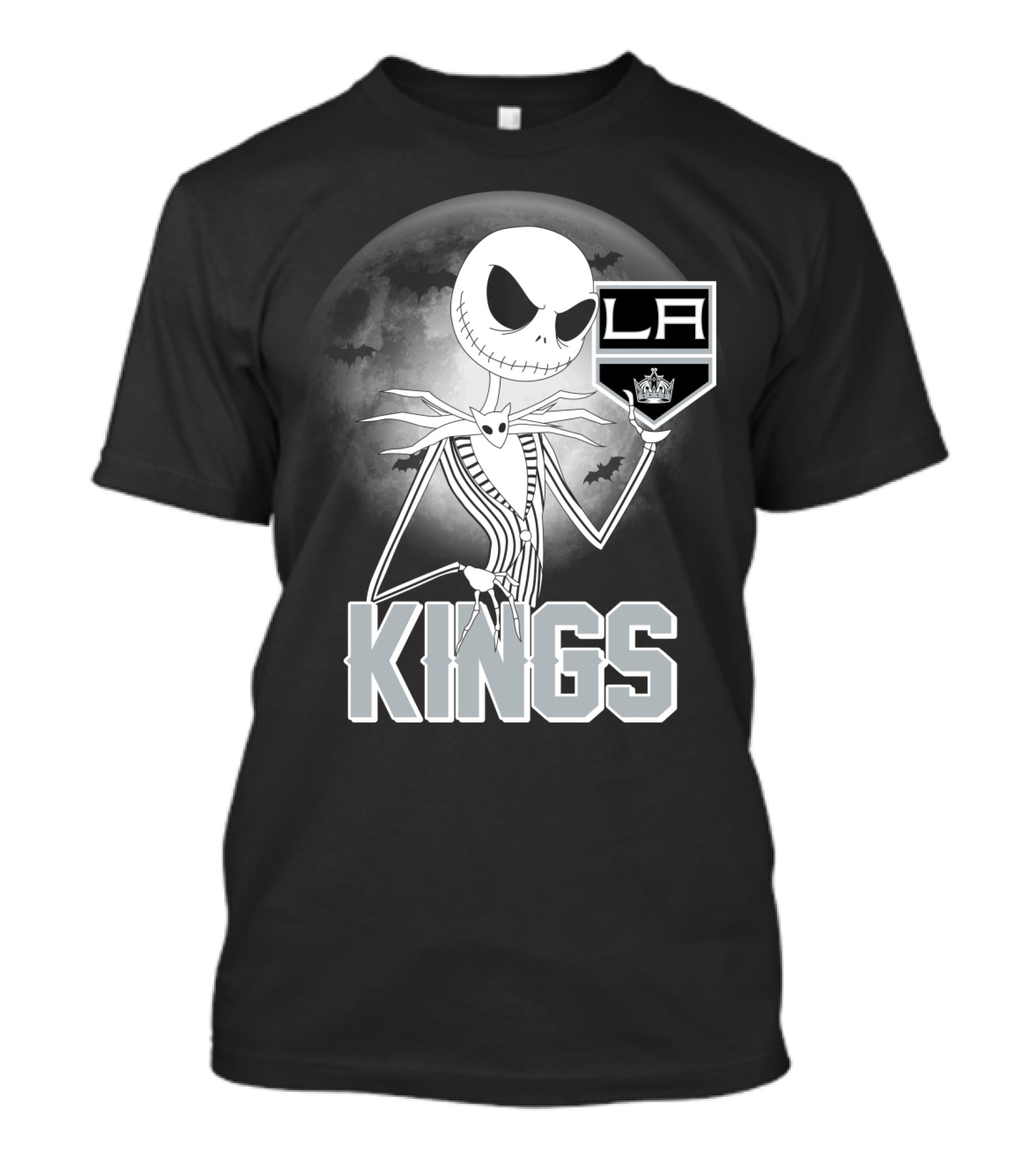 Jack Skellington Los Angeles Kings Halloween Moon Background T-Shirt