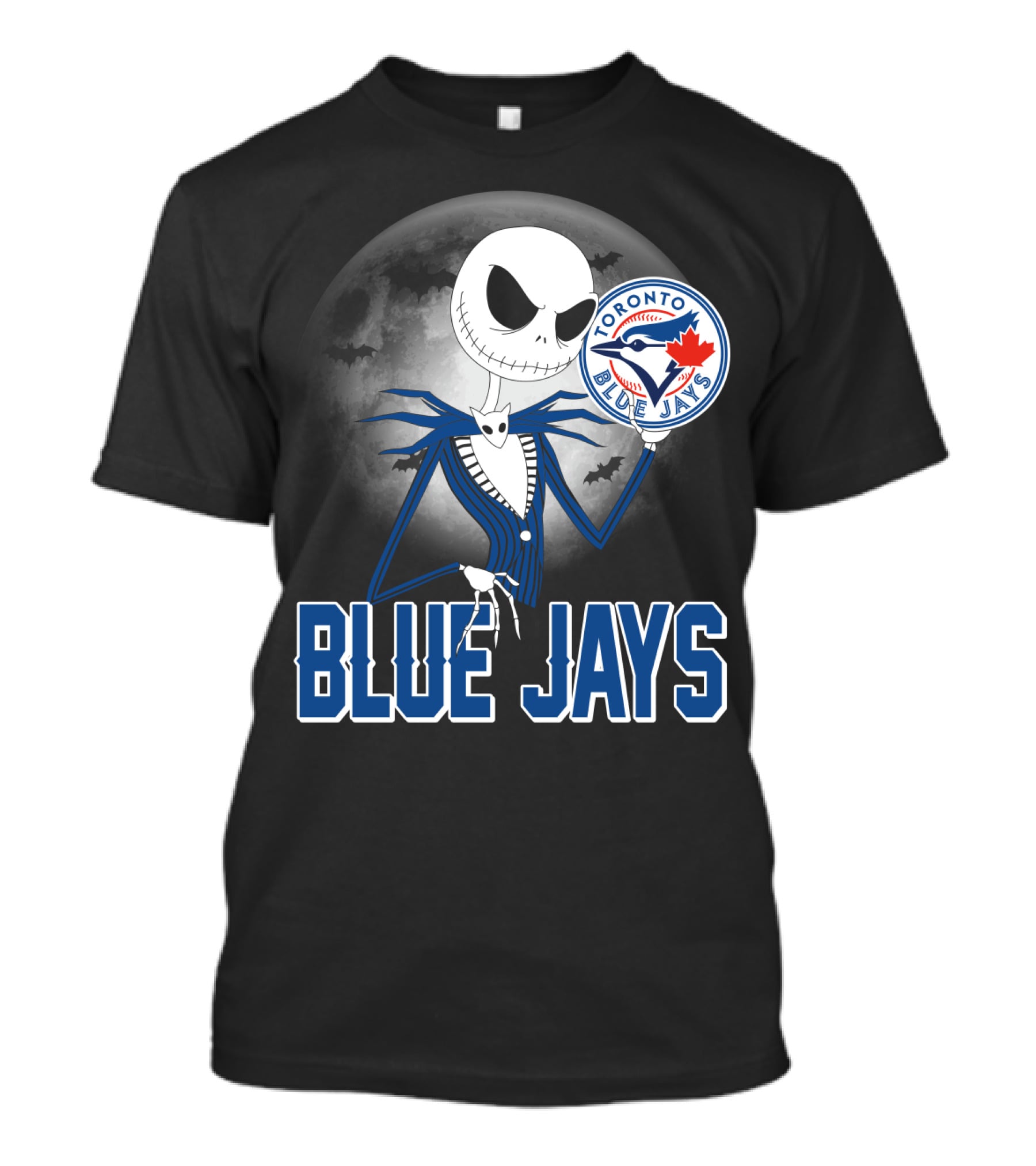 Jack Skellington Toronto Blue Jays Halloween Moon Bats T-Shirt
