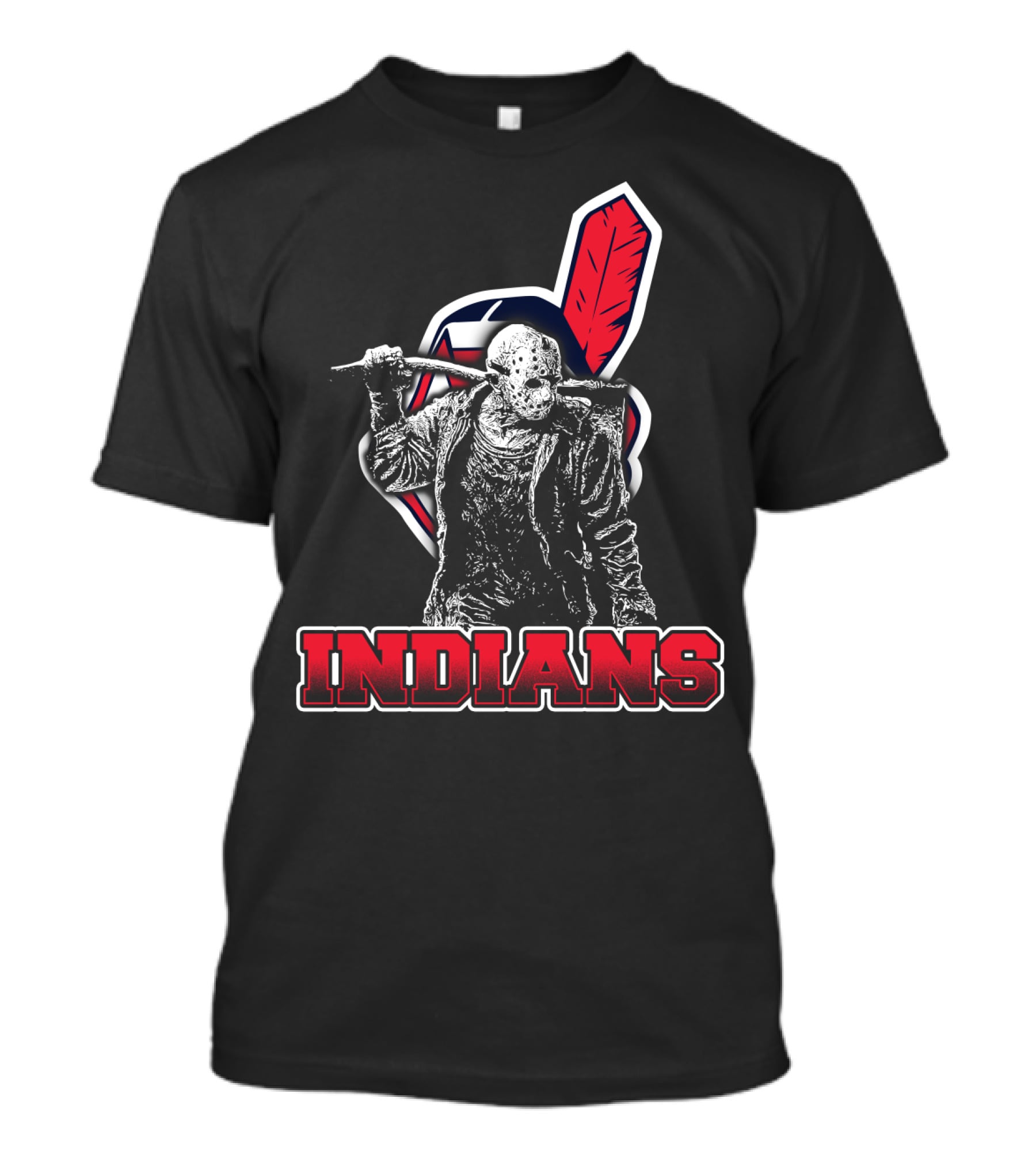 Jason Voorhees With Indians Logo And Cleaver T-Shirt