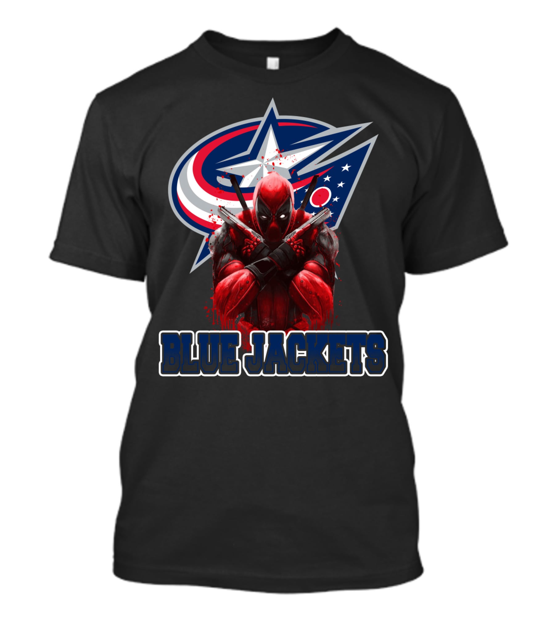 Columbus Blue Jackets Deadpool Crossover Fandom T-Shirt