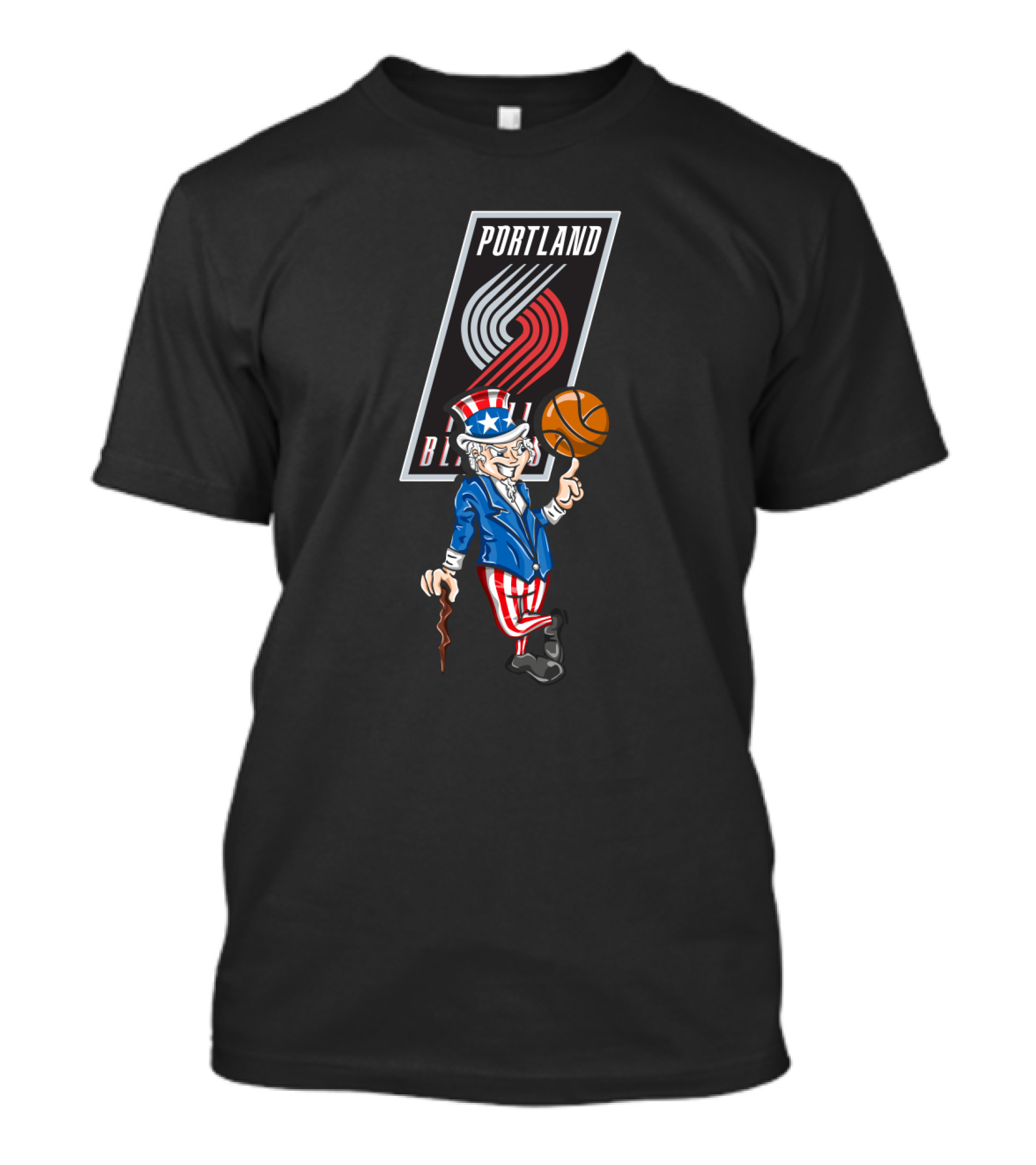 Portland Trail Blazers Uncle Sam Basketball 4Th Of July Celebration T-Shirt
