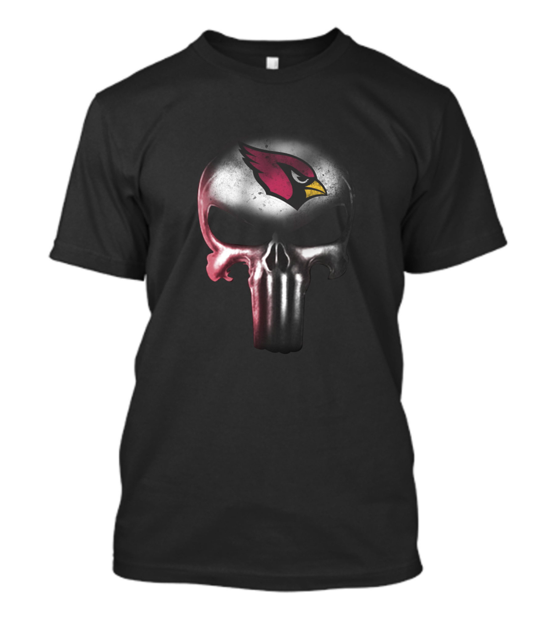 Arizona Cardinals Fan Punisher Skull Logo Fusion T-Shirt