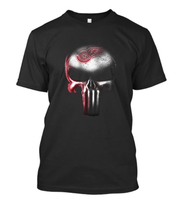 Punisher Skull With Detroit Red Wings Logo For Fans T-Shirt