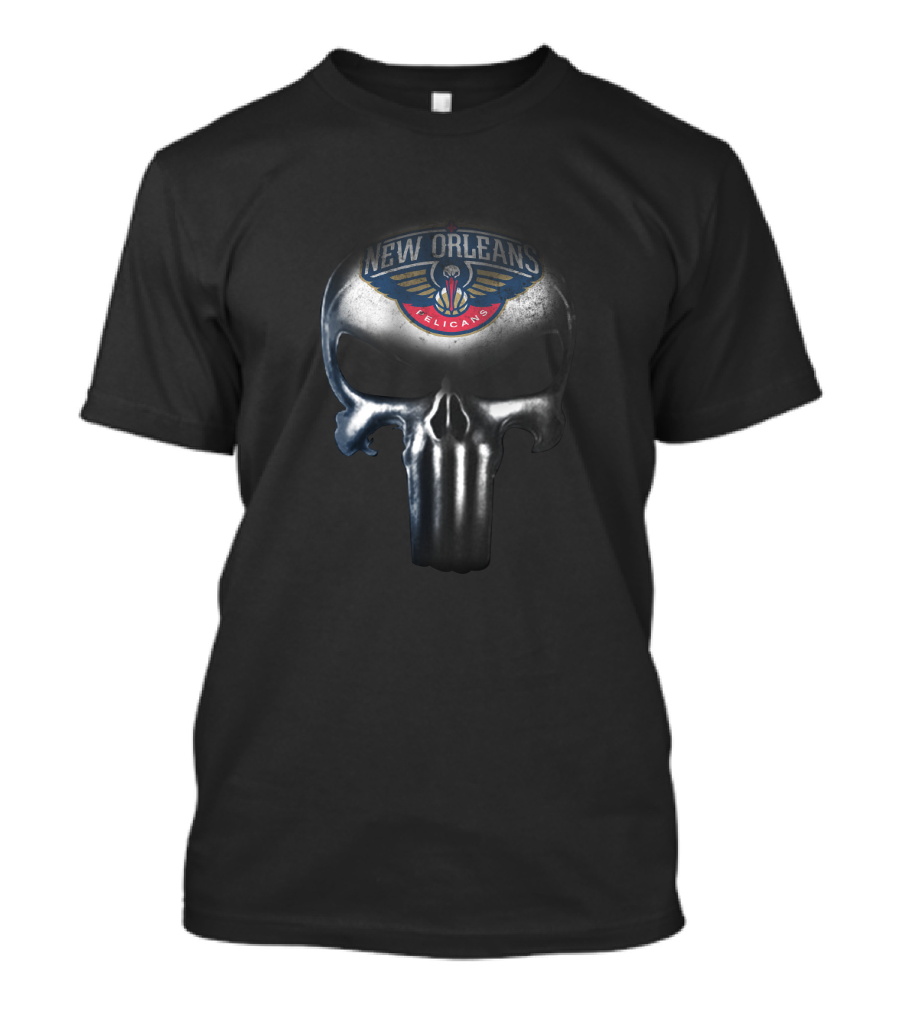 New Orleans Pelicans Punisher Skull Fan Gear T-Shirt