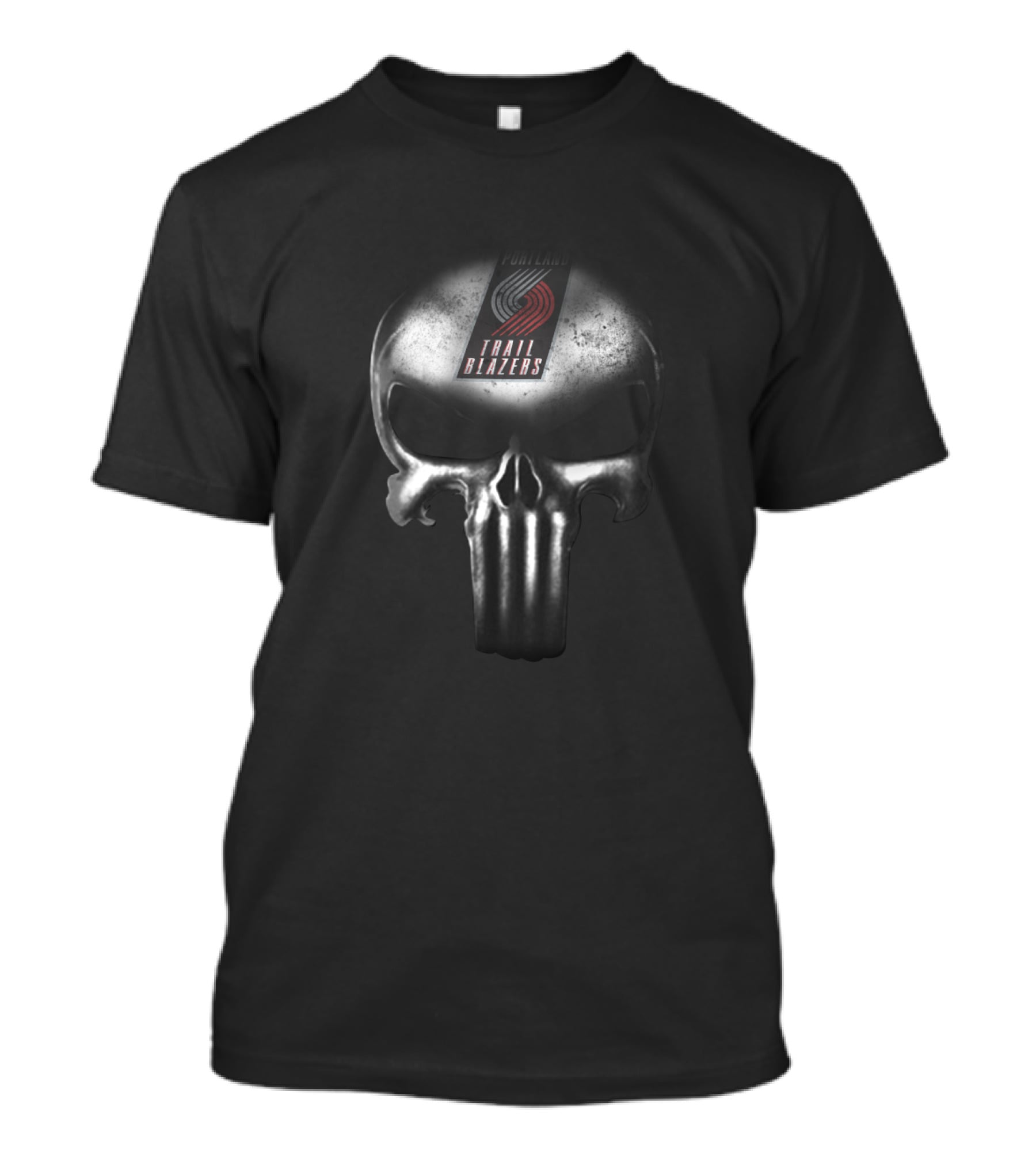 Portland Trail Blazers Fans Punisher Skull T-Shirt