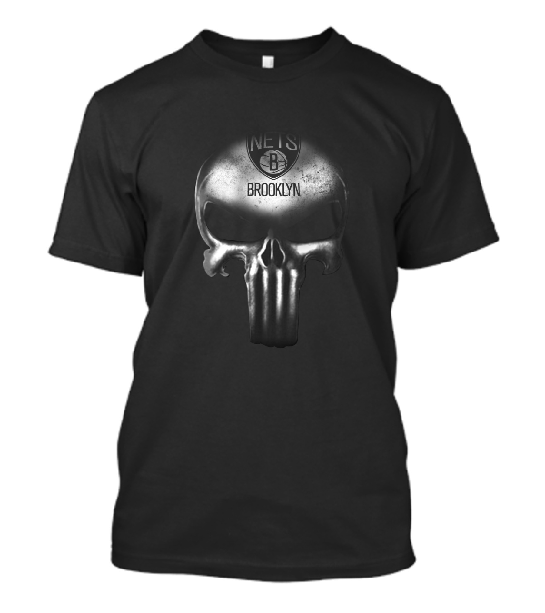 Brooklyn Nets Fans Punisher Skull Design With Team T-Shirt
