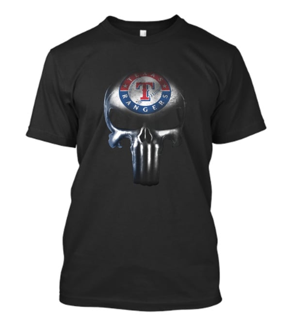 Texas Rangers Fan Gear Featuring Iconic Punisher Skull T-Shirt