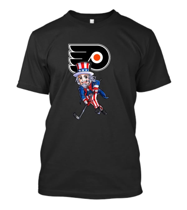 Uncle Sam Hockey Philadelphia Flyers 4Th July Fan Patriotic Ice Sports Logan T-Shirt