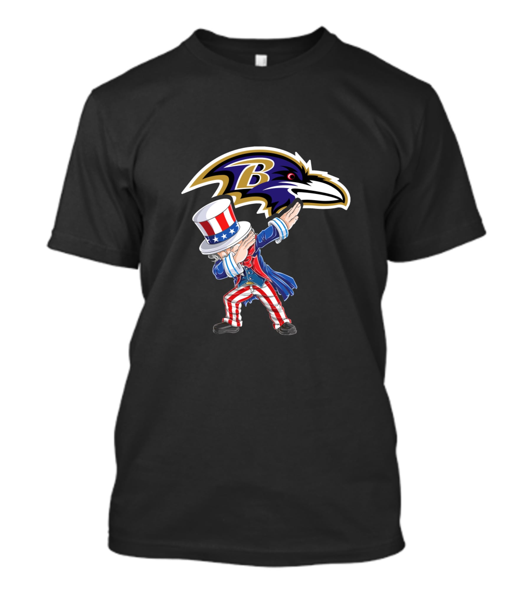 Uncle Sam Dabbing Baltimore Ravens 4Th July Celebration Fan T-Shirt