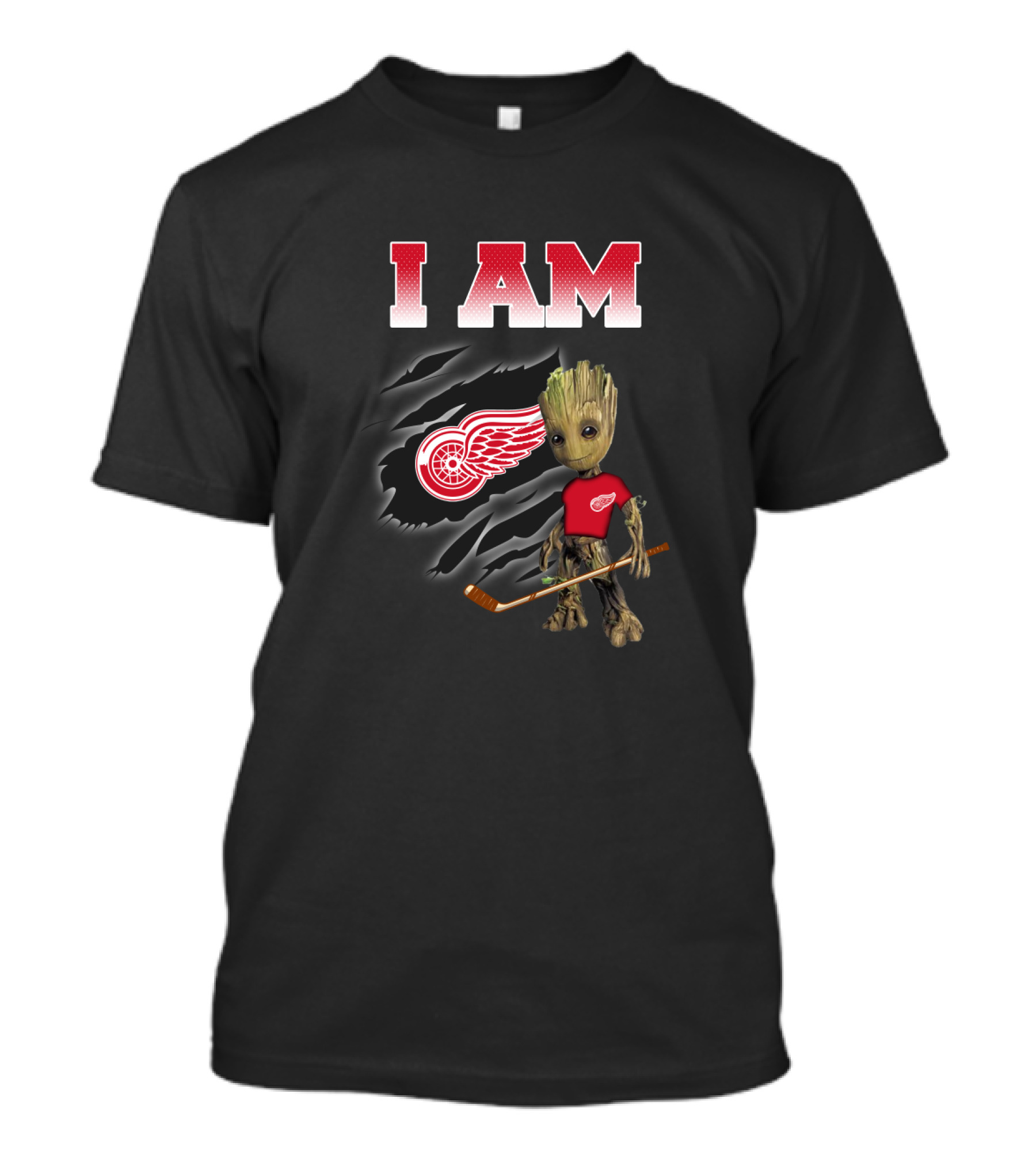 I Am Detroit Red Wings Groot Fan Hockey Nhl Guardians Of The Galaxy T-Shirt
