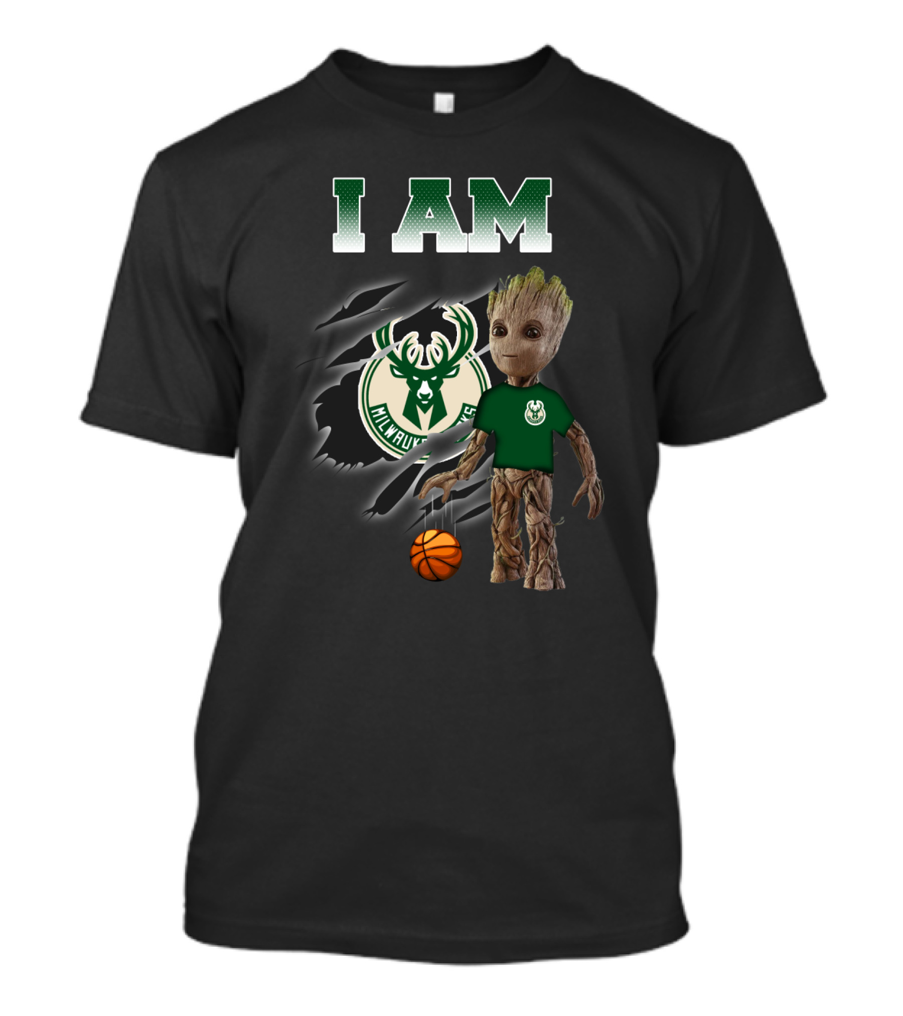 I Am Milwaukee-Bucks Groot Basketball Fan T-Shirt